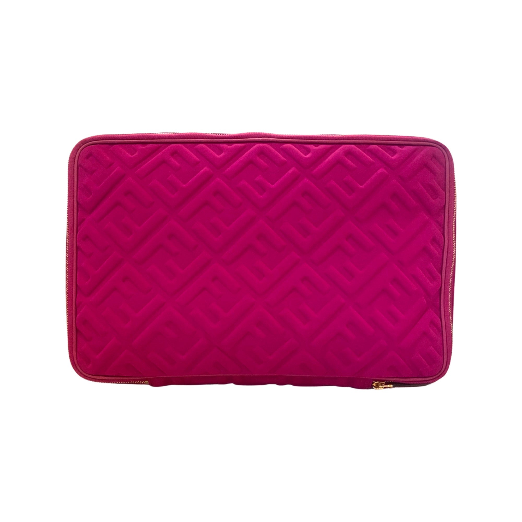 Fendi FF Embossed Lycra Magenta Cosmetic Case Large