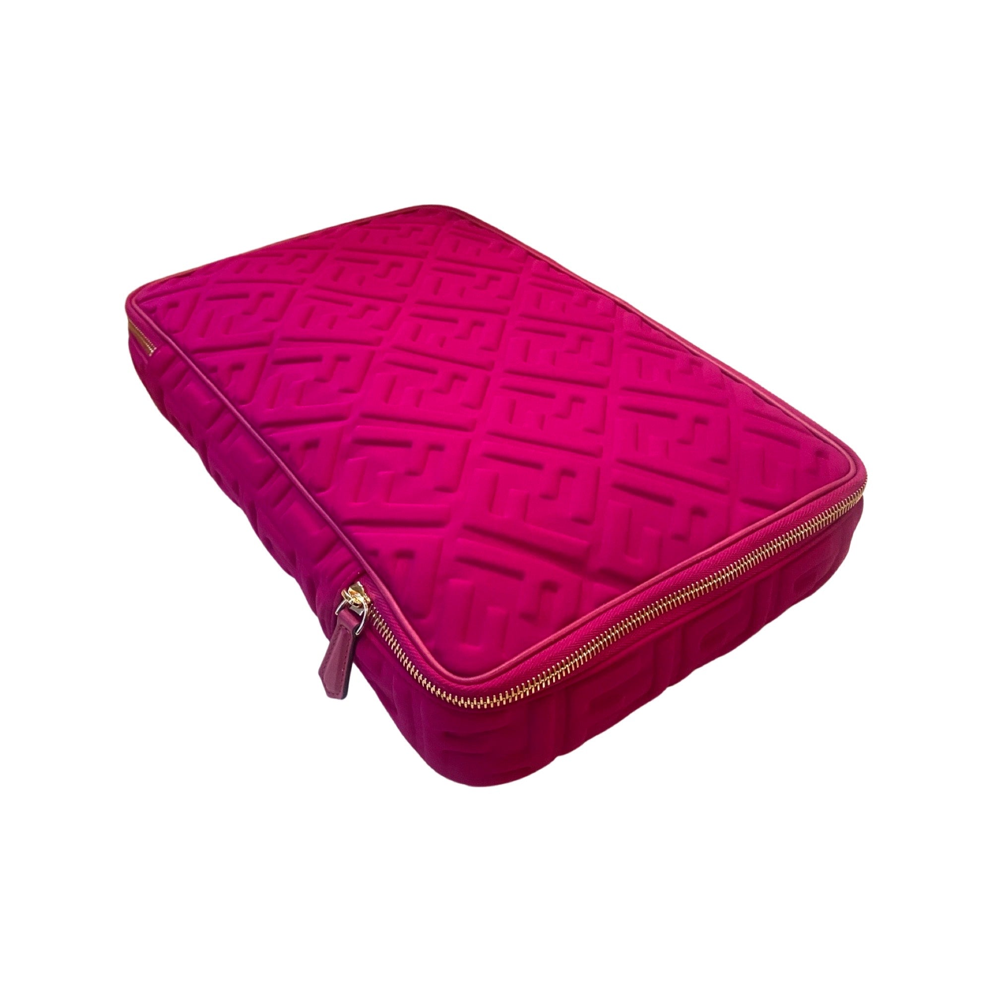 Fendi FF Embossed Lycra Magenta Cosmetic Case Large