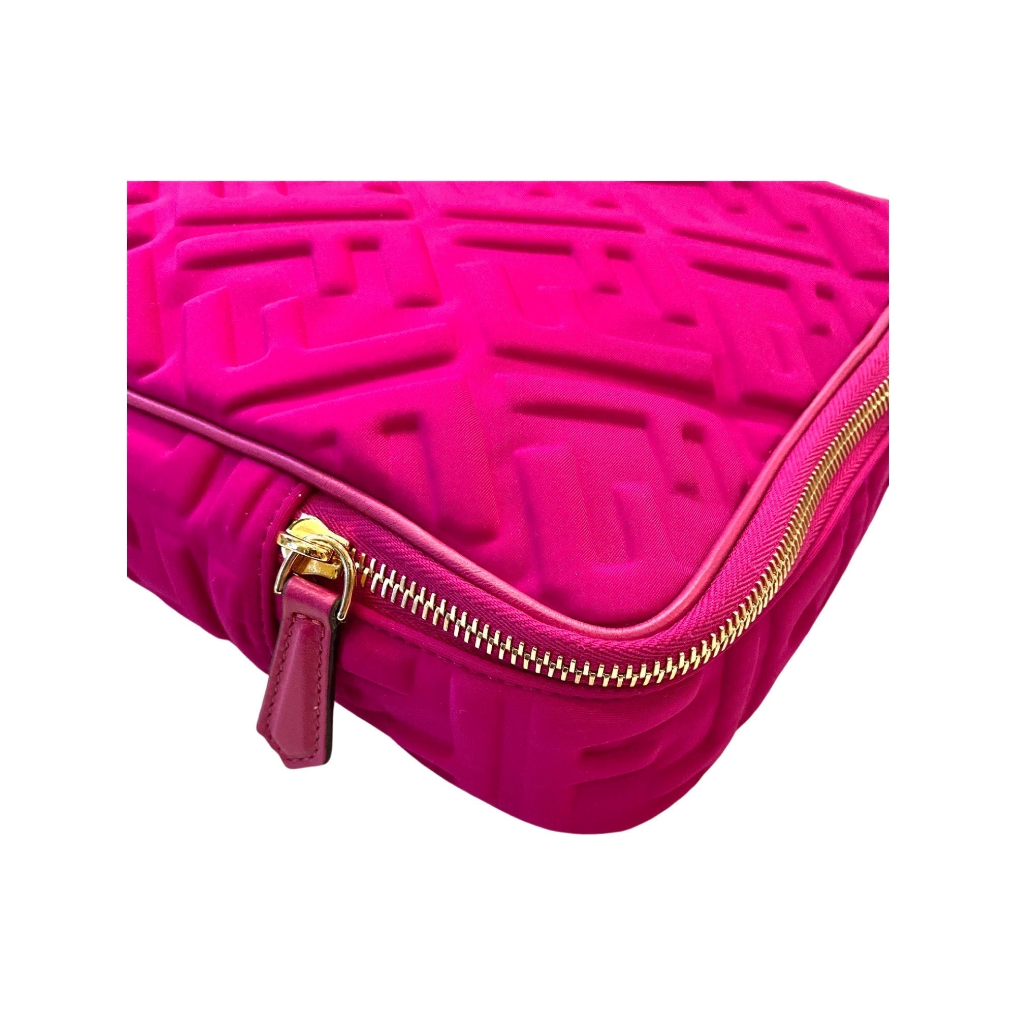 Fendi FF Embossed Lycra Magenta Cosmetic Case Large