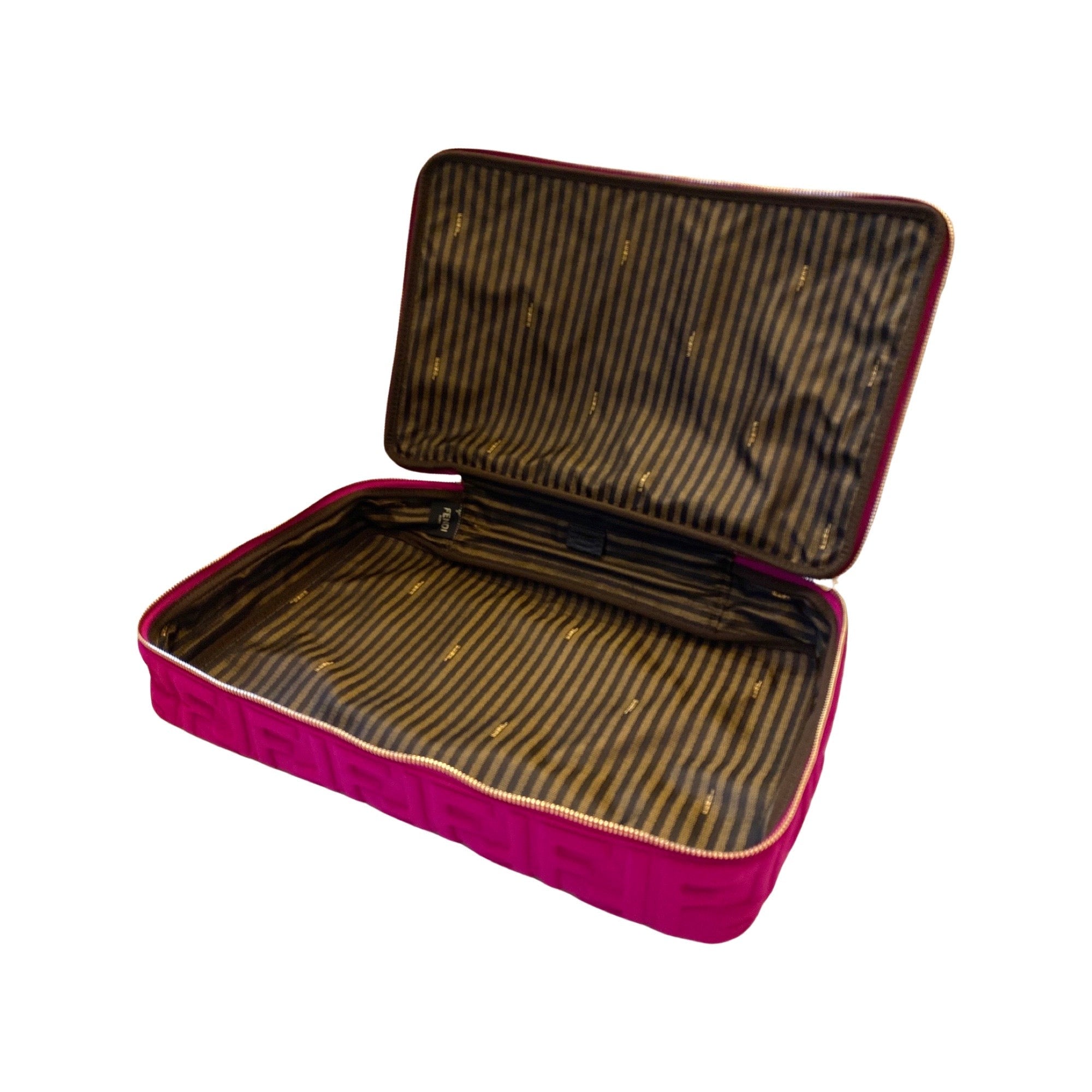 Fendi FF Embossed Lycra Magenta Cosmetic Case Large