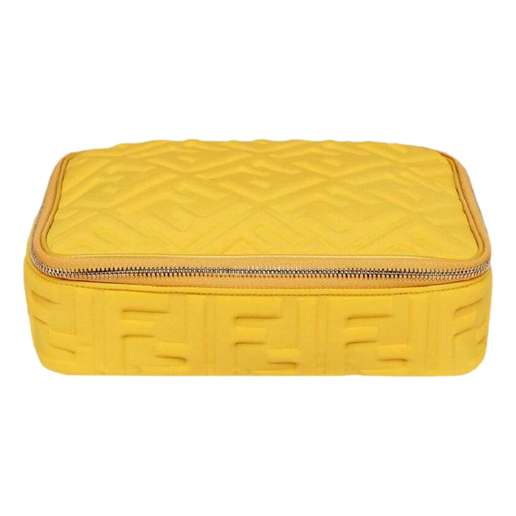 Fendi FF Embossed Lycra Yellow Cosmetic Case Medium