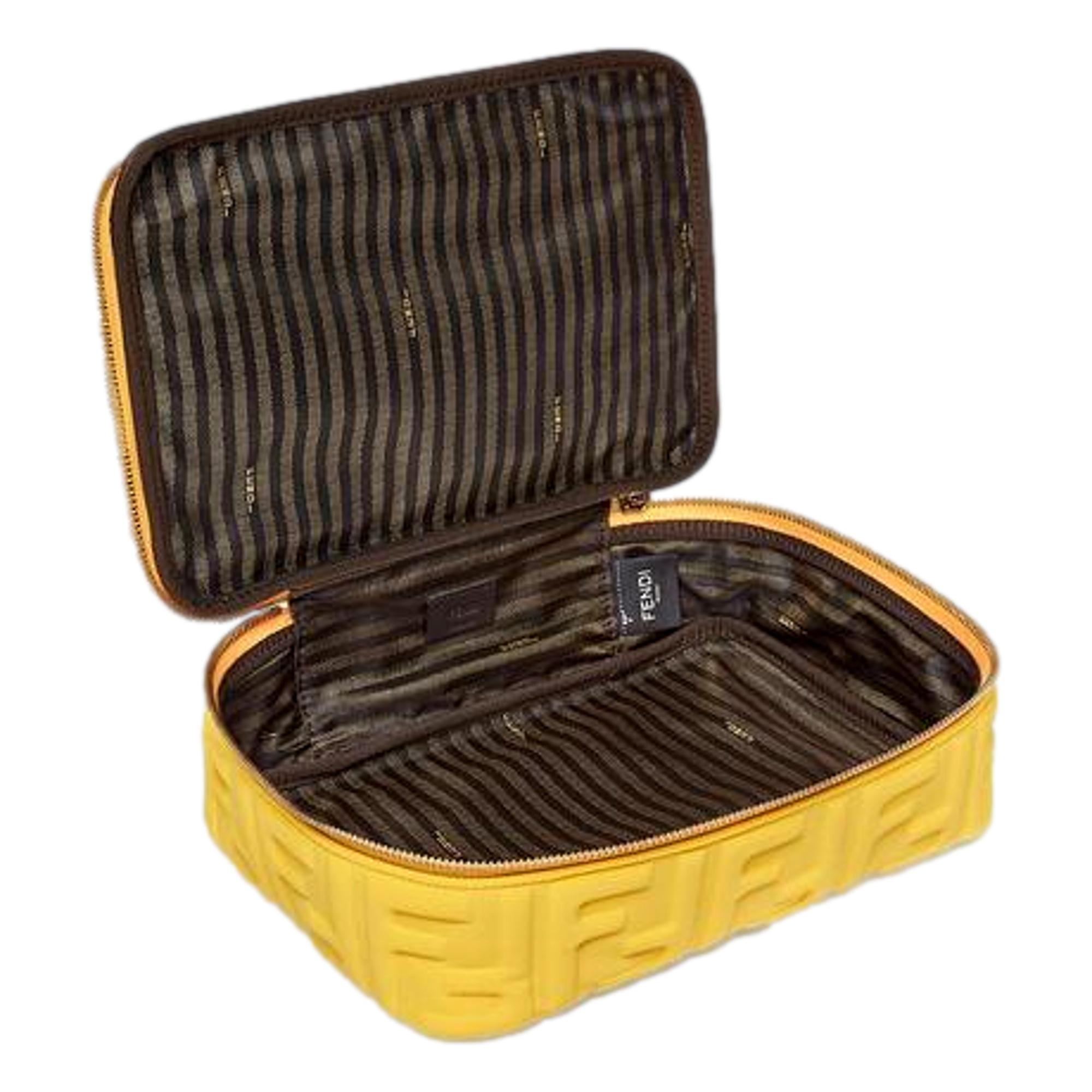 Fendi FF Embossed Lycra Yellow Cosmetic Case Medium