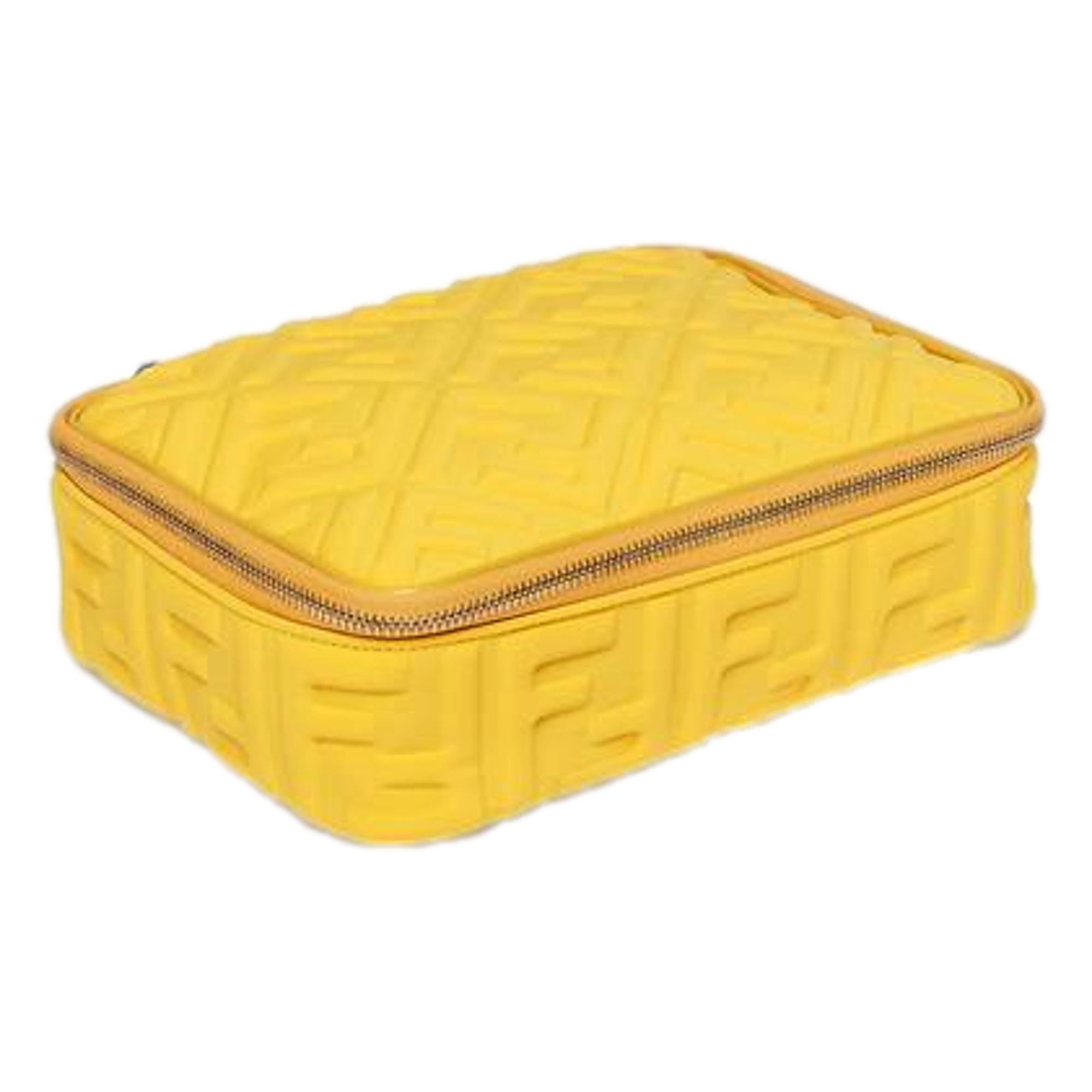 Fendi FF Embossed Lycra Yellow Cosmetic Case Medium