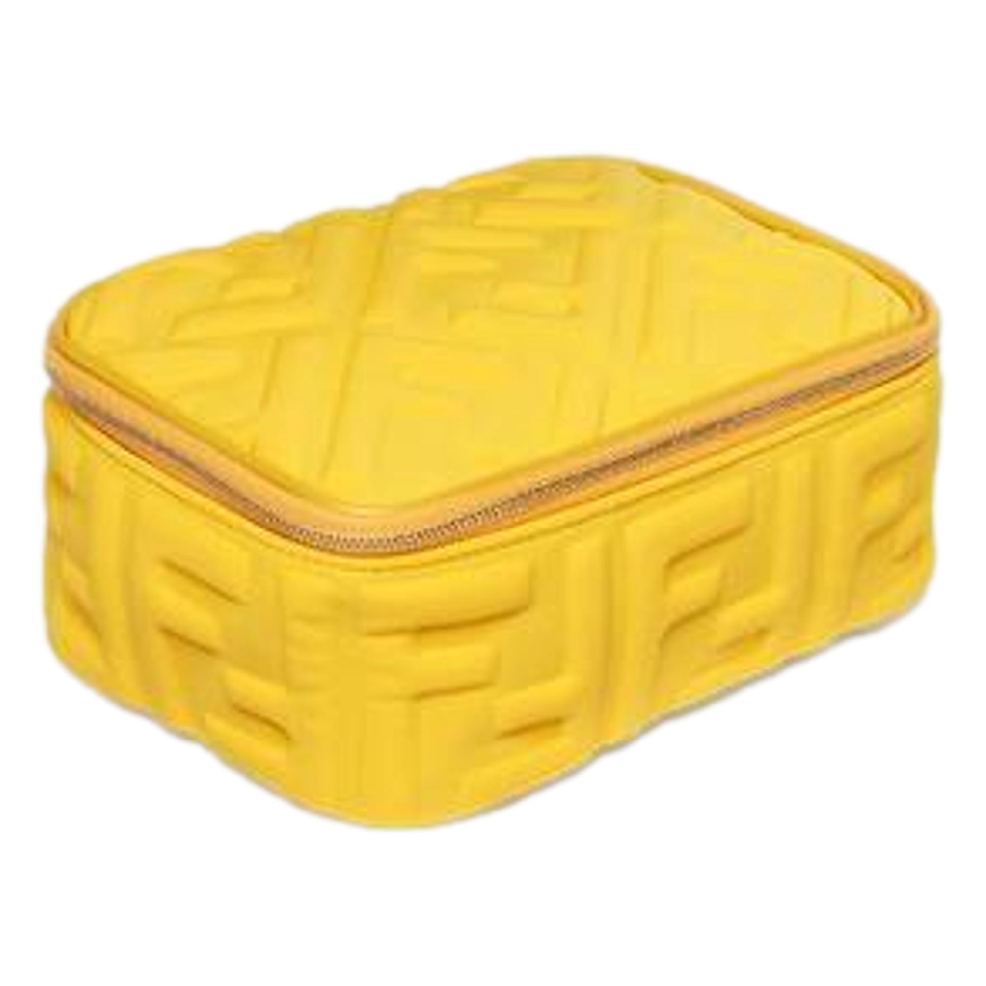 Fendi FF Embossed Lycra Small Yellow Cosmetic Case