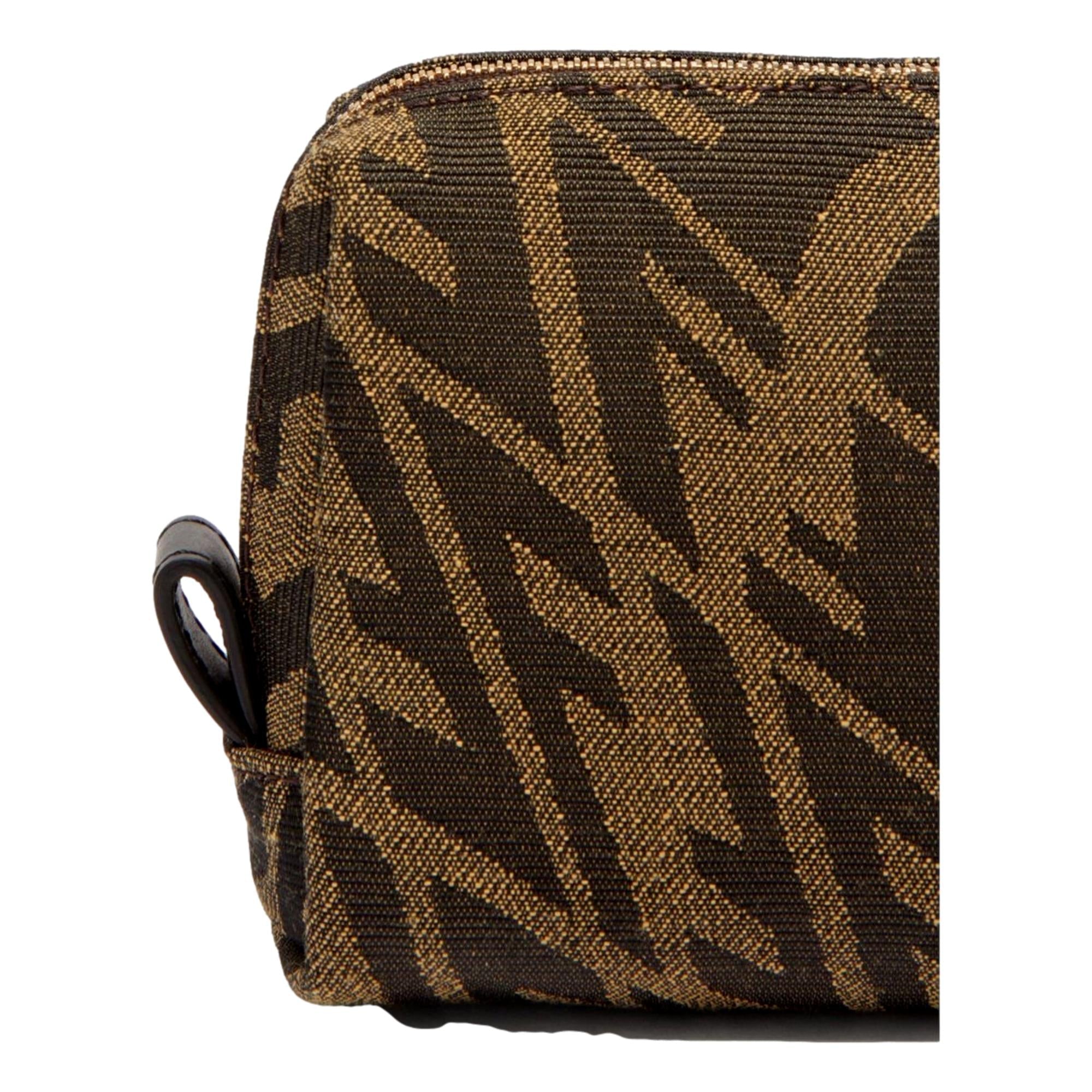 Fendi FF Vertigo Brown Coated Canvas Small Beauty Pouch