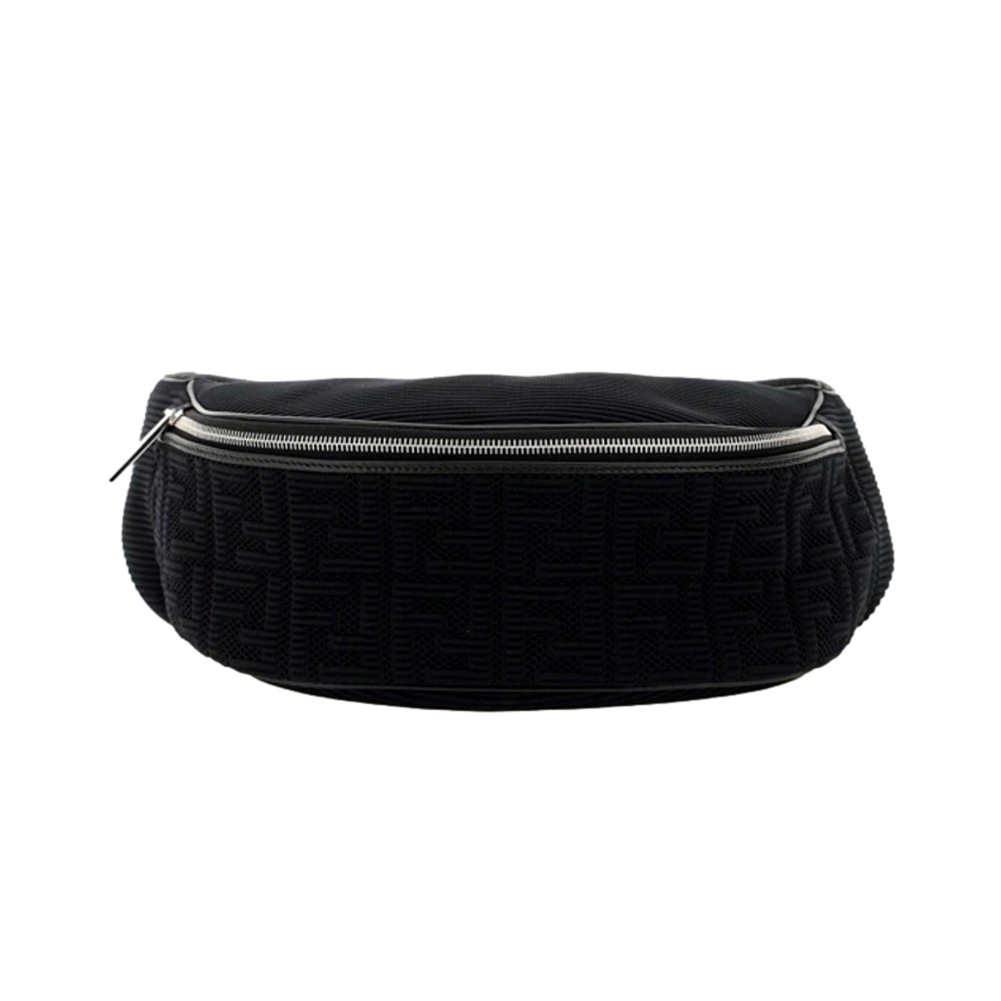 Fendi FF Woven Black Canvas Belt Bag