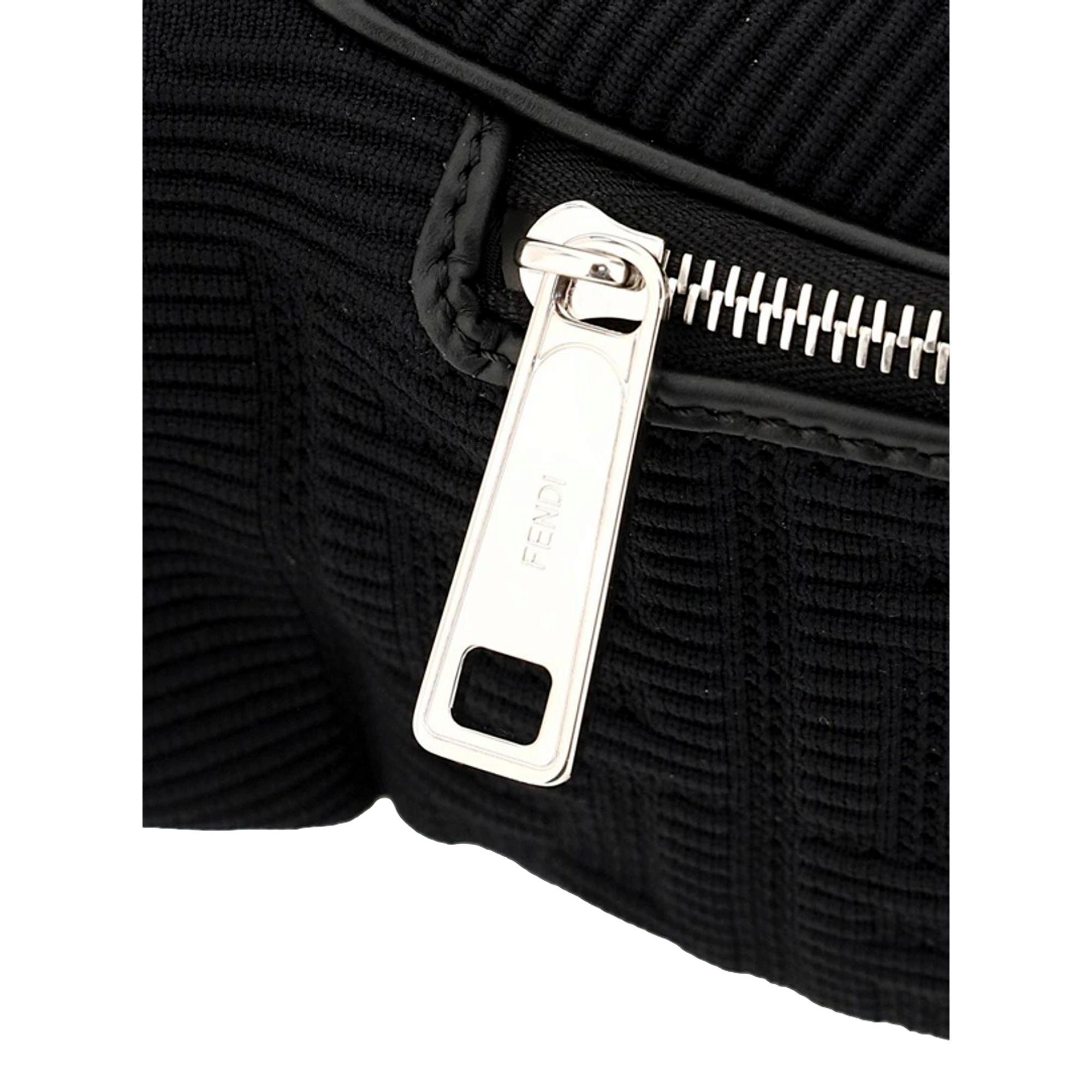 Fendi FF Woven Black Canvas Belt Bag