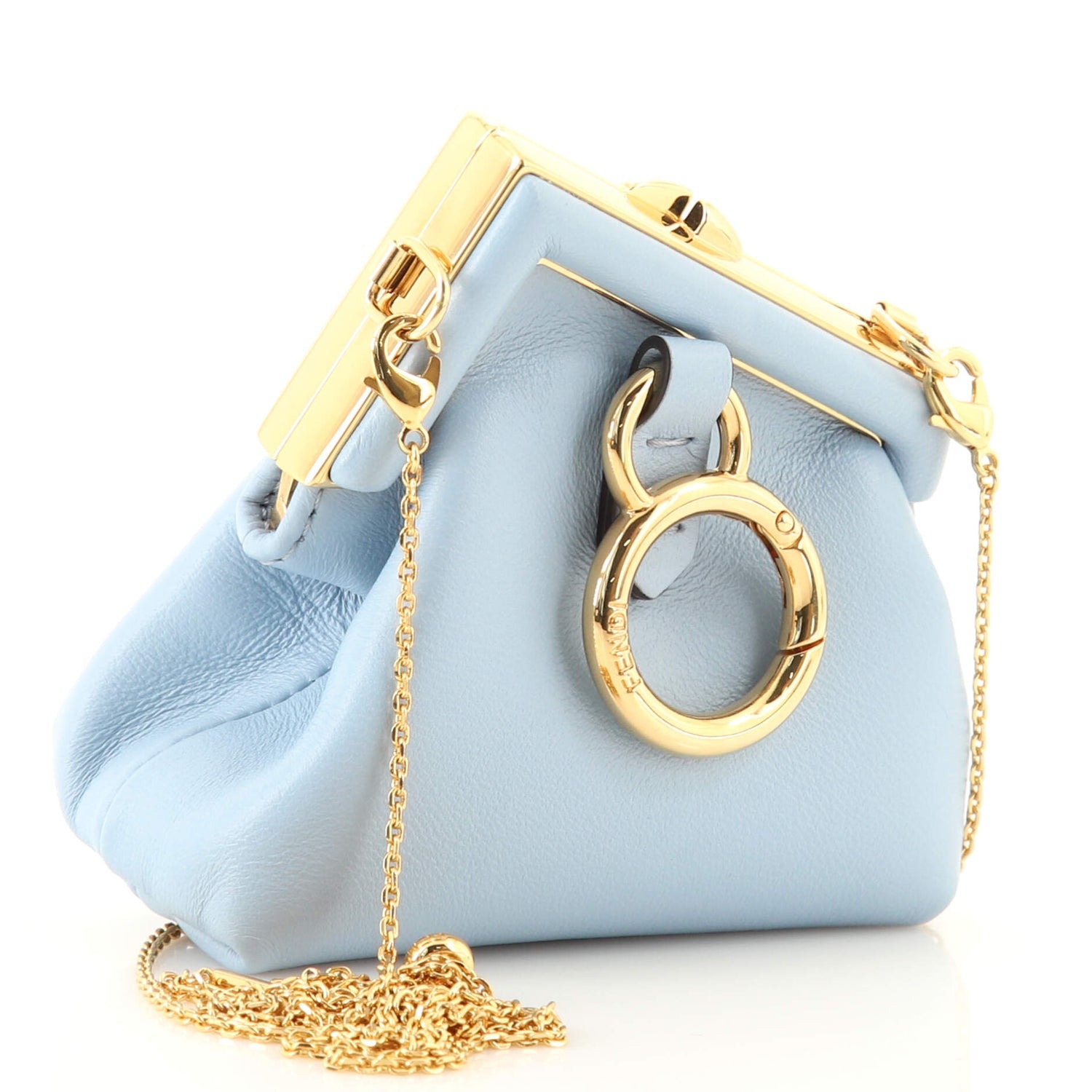 Fendi First Blue Leather Nano Coin Purse Charm