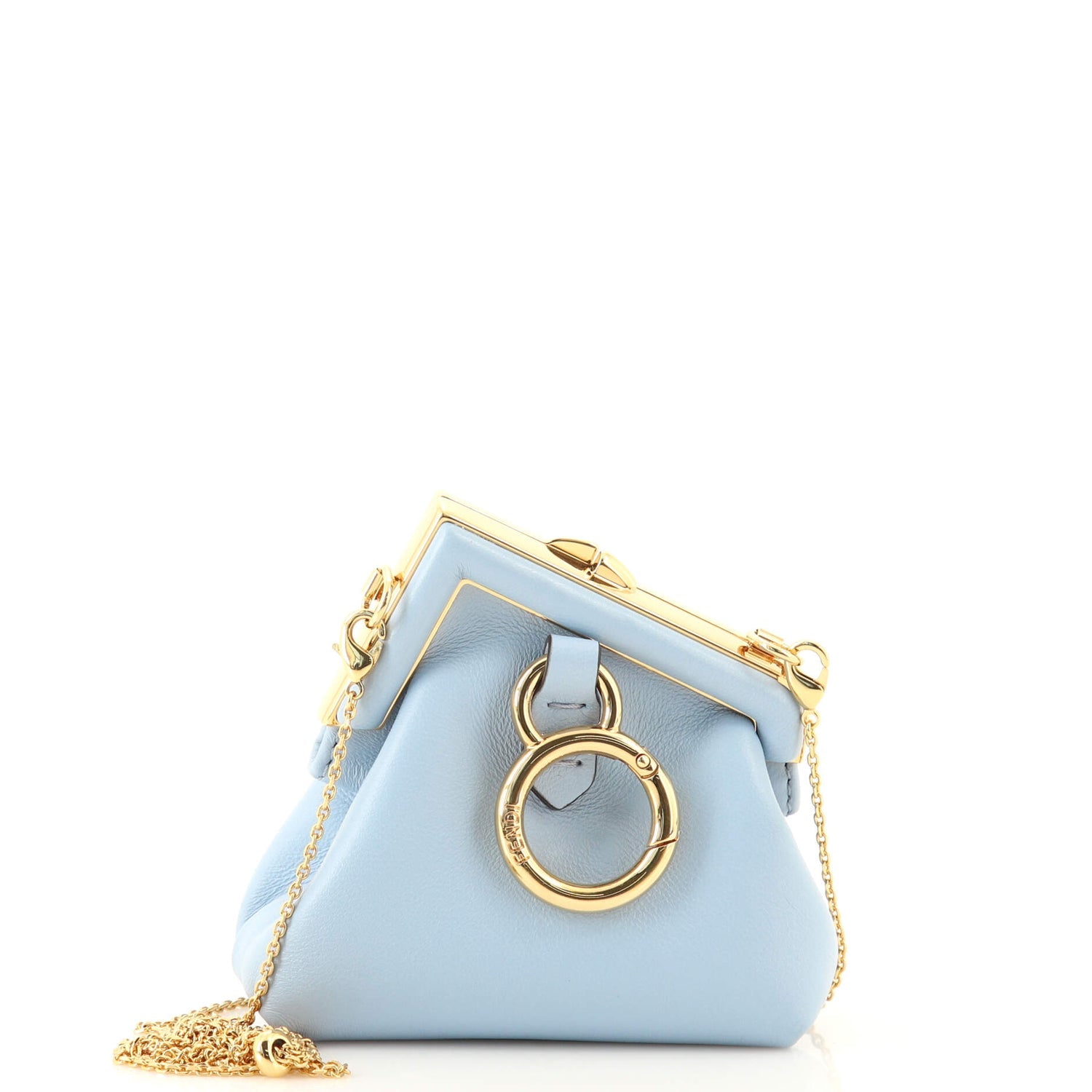 Fendi First Blue Leather Nano Coin Purse Charm