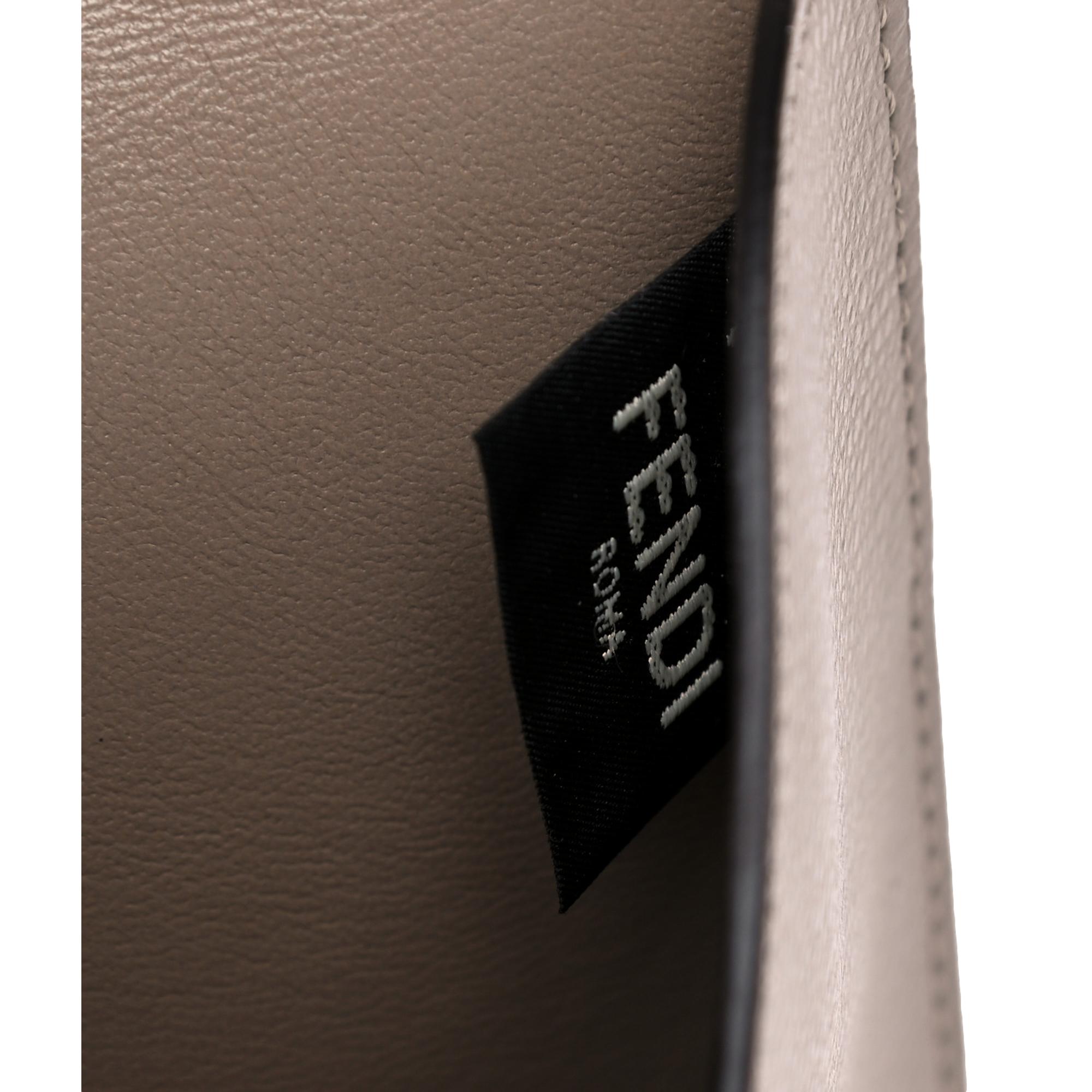 Fendi F is Fendi Gray Pebbled Leather Flat Pouch Large