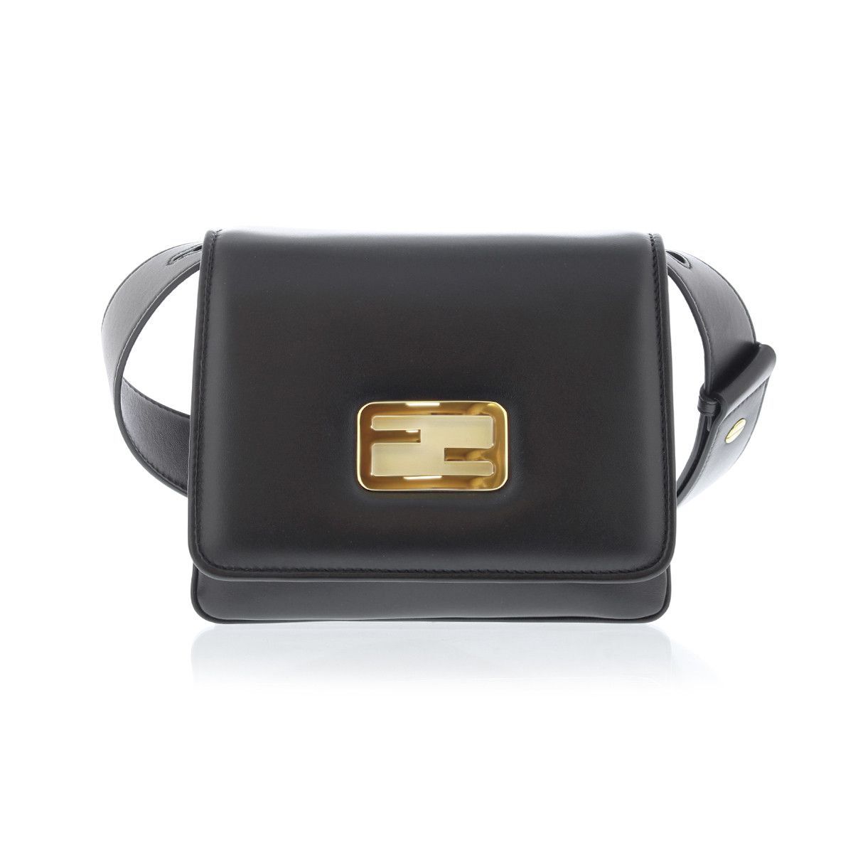 Fendi Id Flap Tricolor Black Leather Small Shoulder Bag