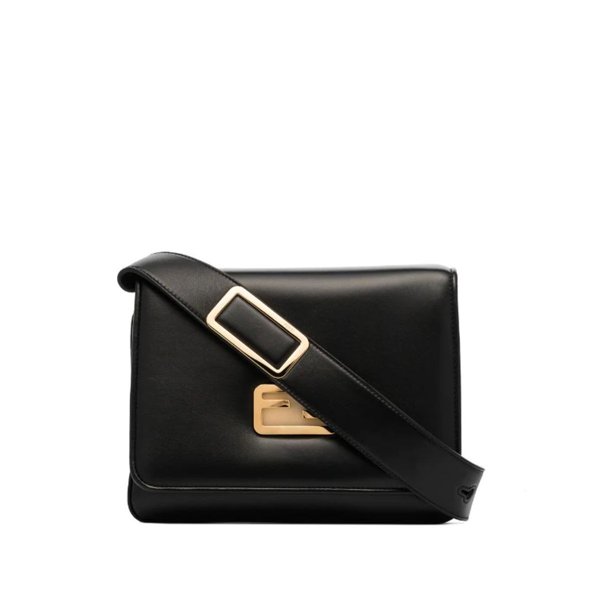 Fendi Id Flap Tricolor Black Leather Small Shoulder Bag