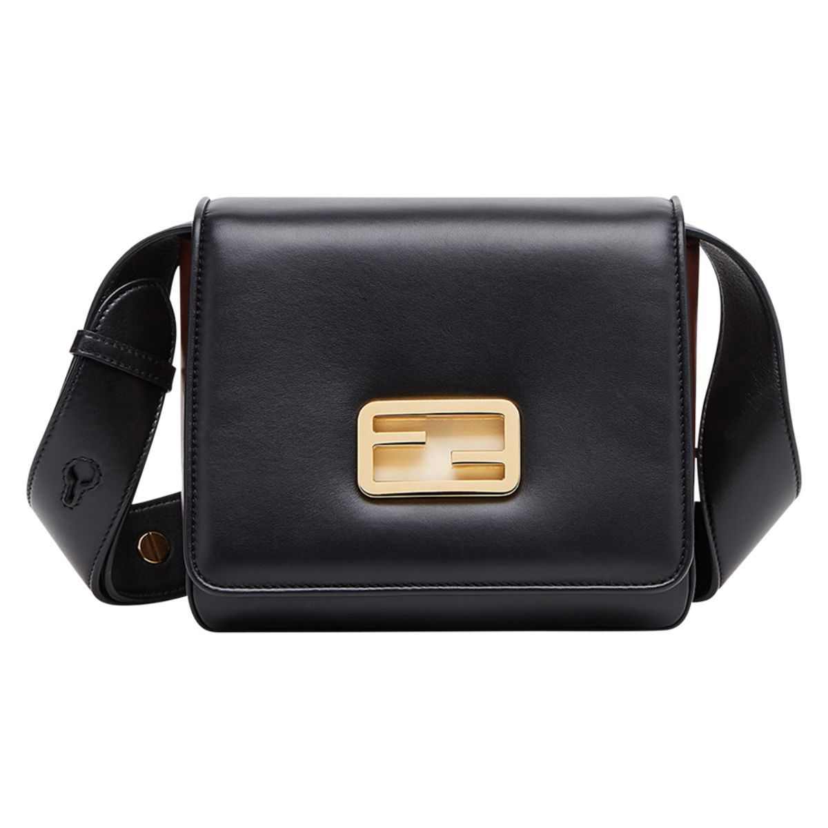 Fendi Id Flap Tricolor Black Leather Small Shoulder Bag