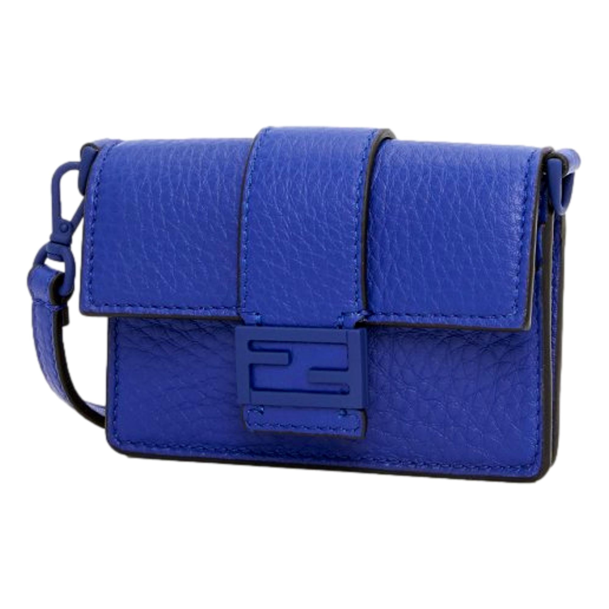 Fendi Micro Baguette Cross Body Neon Blue Leather