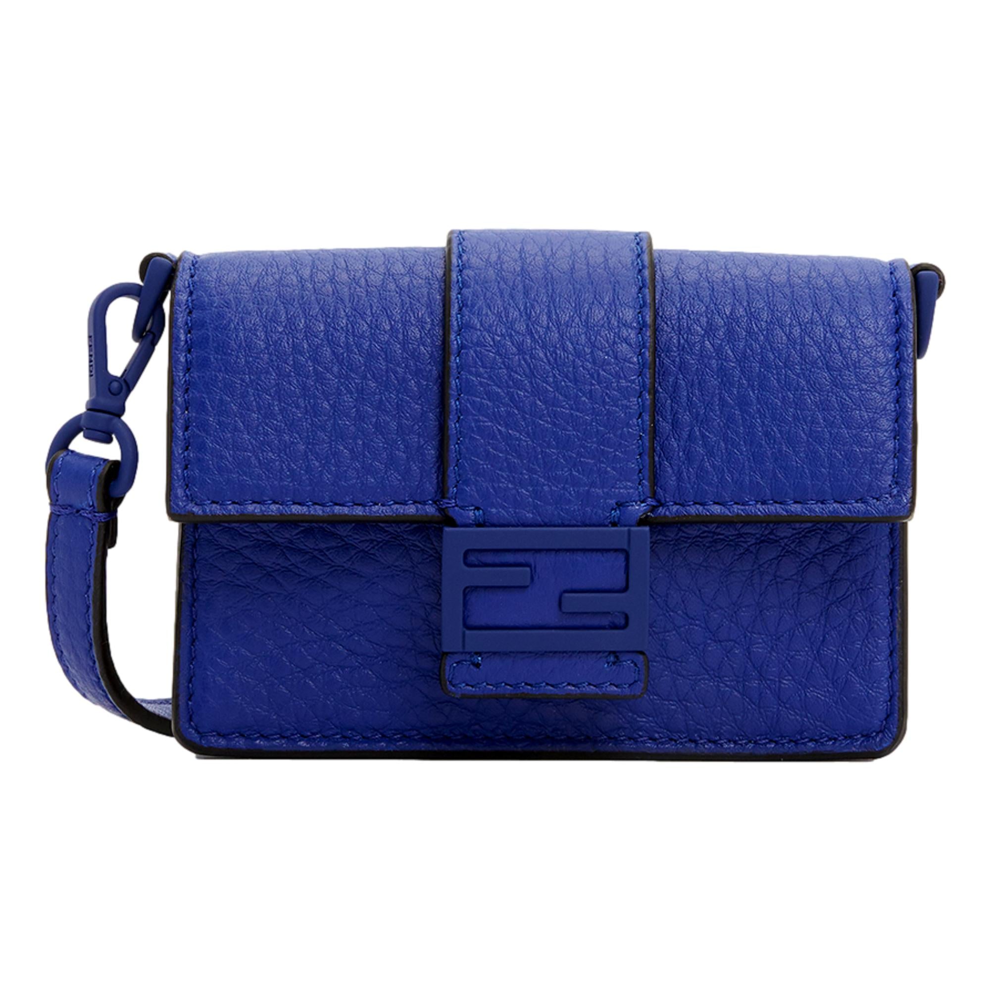 Fendi Micro Baguette Cross Body Neon Blue Leather