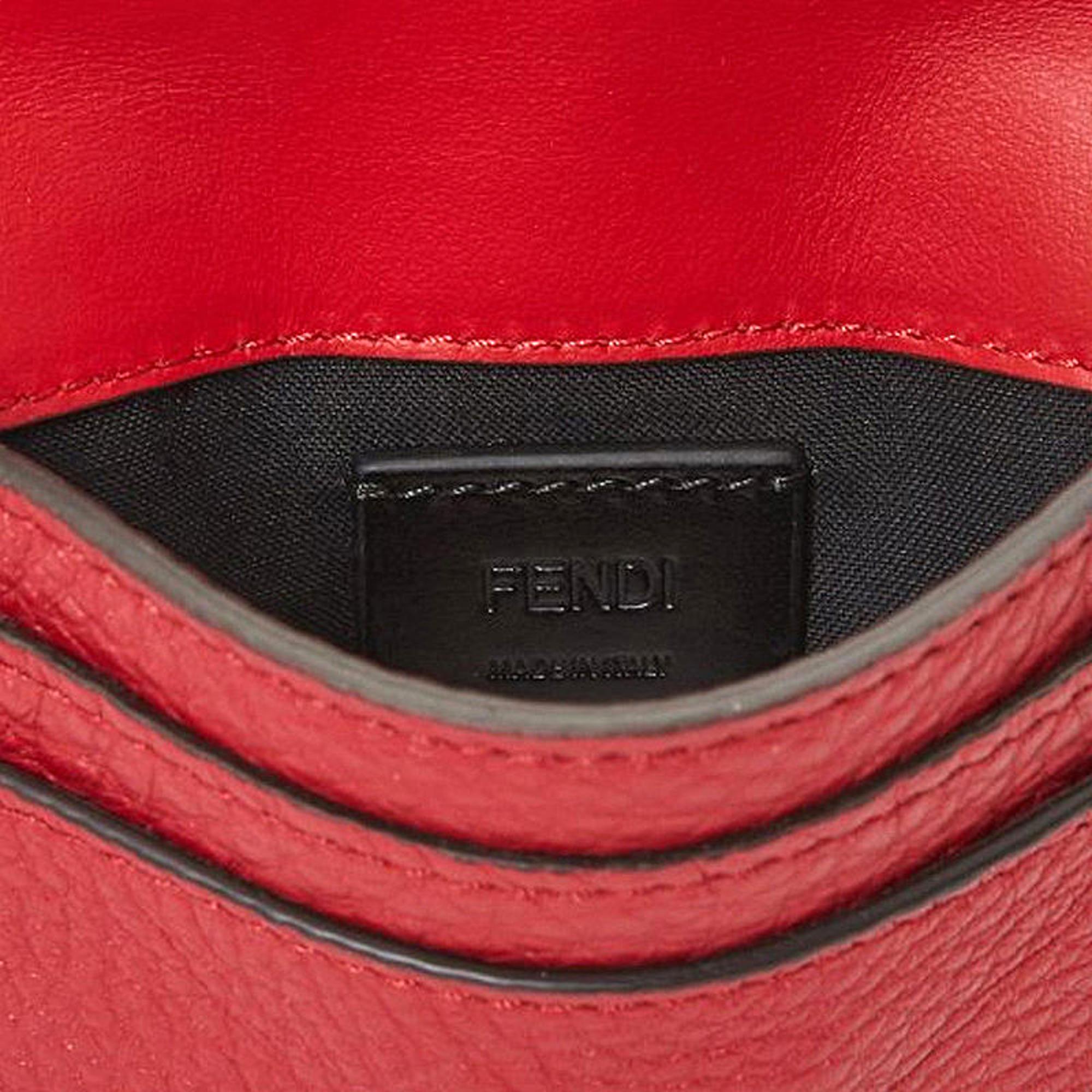 Fendi Micro Baguette Cross Body Red Fuoco Leather