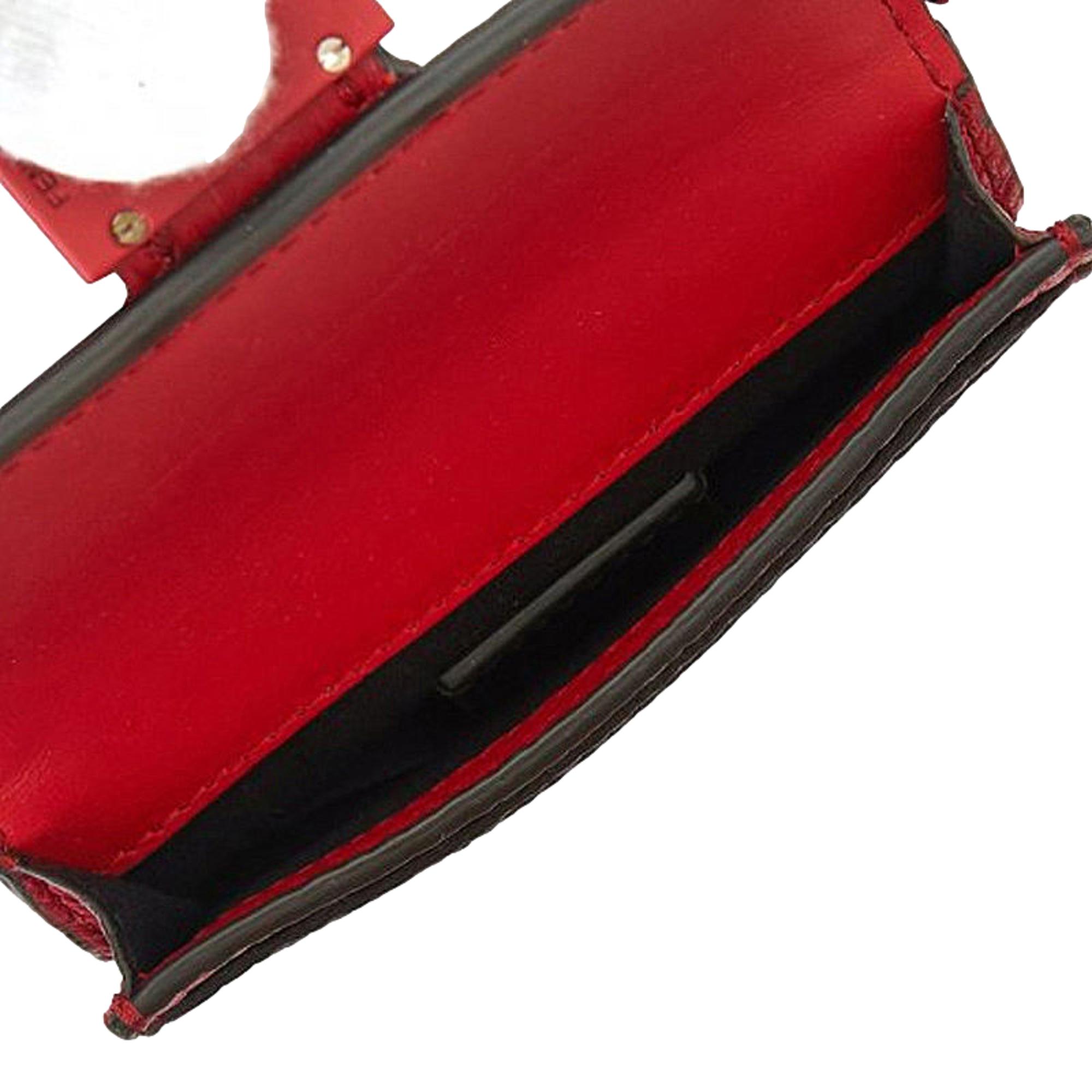 Fendi Micro Baguette Cross Body Red Fuoco Leather