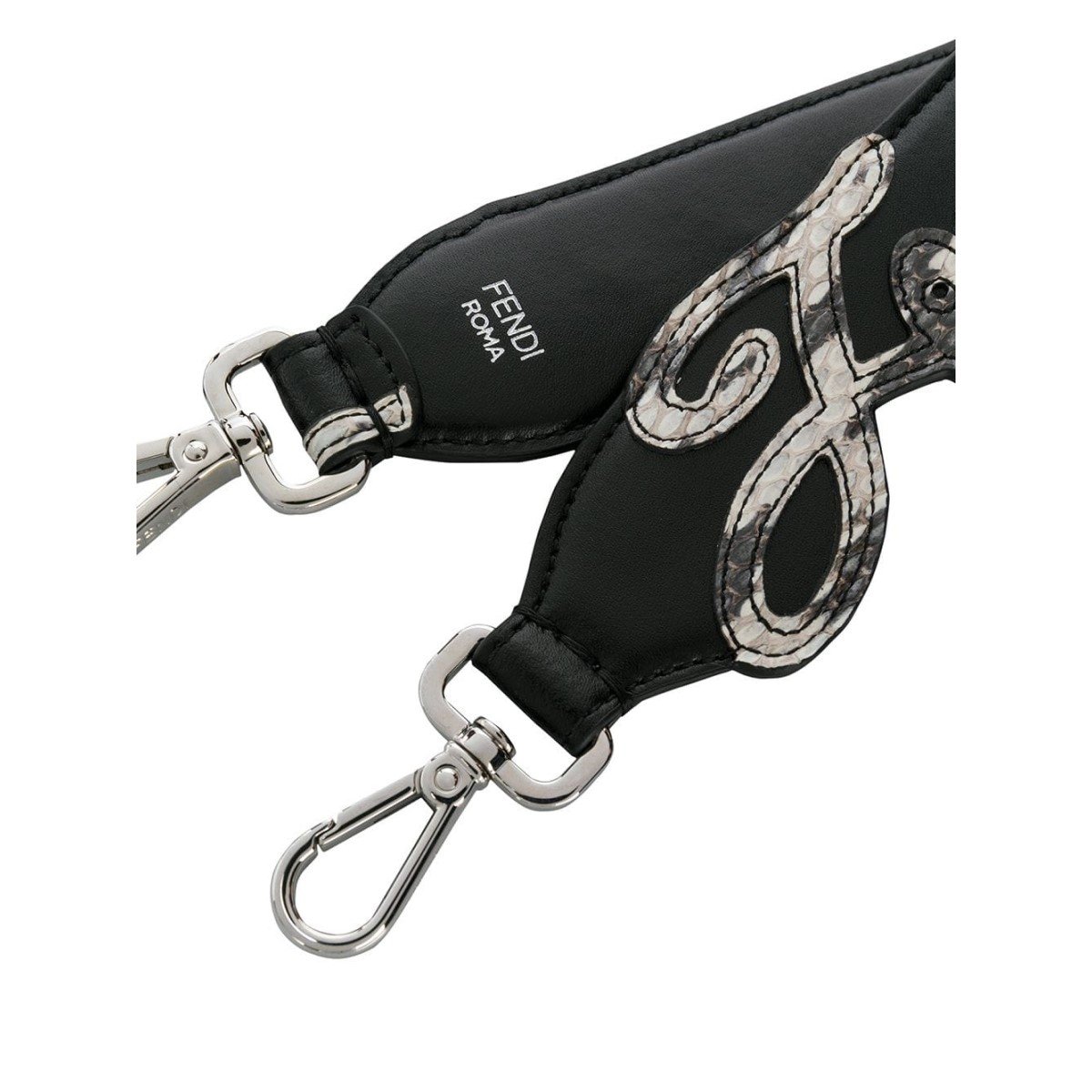 Fendi Mini Strap You Open Your Heart Cursive Black Leather