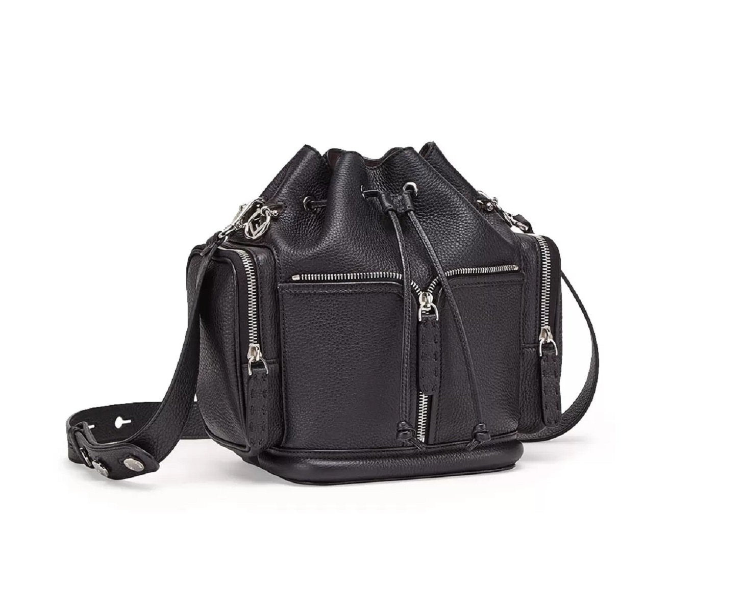 Fendi Mon Tresor Black Selleria Calfskin Leather Bucket Bag