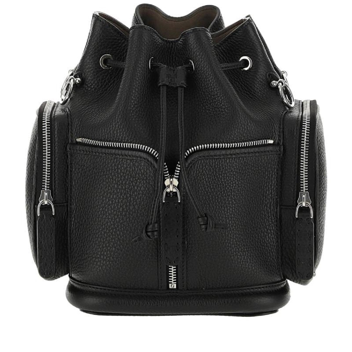 Fendi Mon Tresor Black Selleria Calfskin Leather Bucket Bag