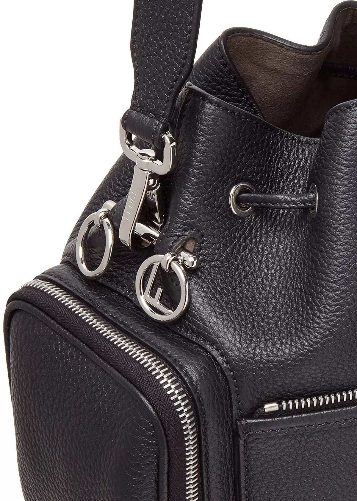 Fendi Mon Tresor Black Selleria Calfskin Leather Bucket Bag