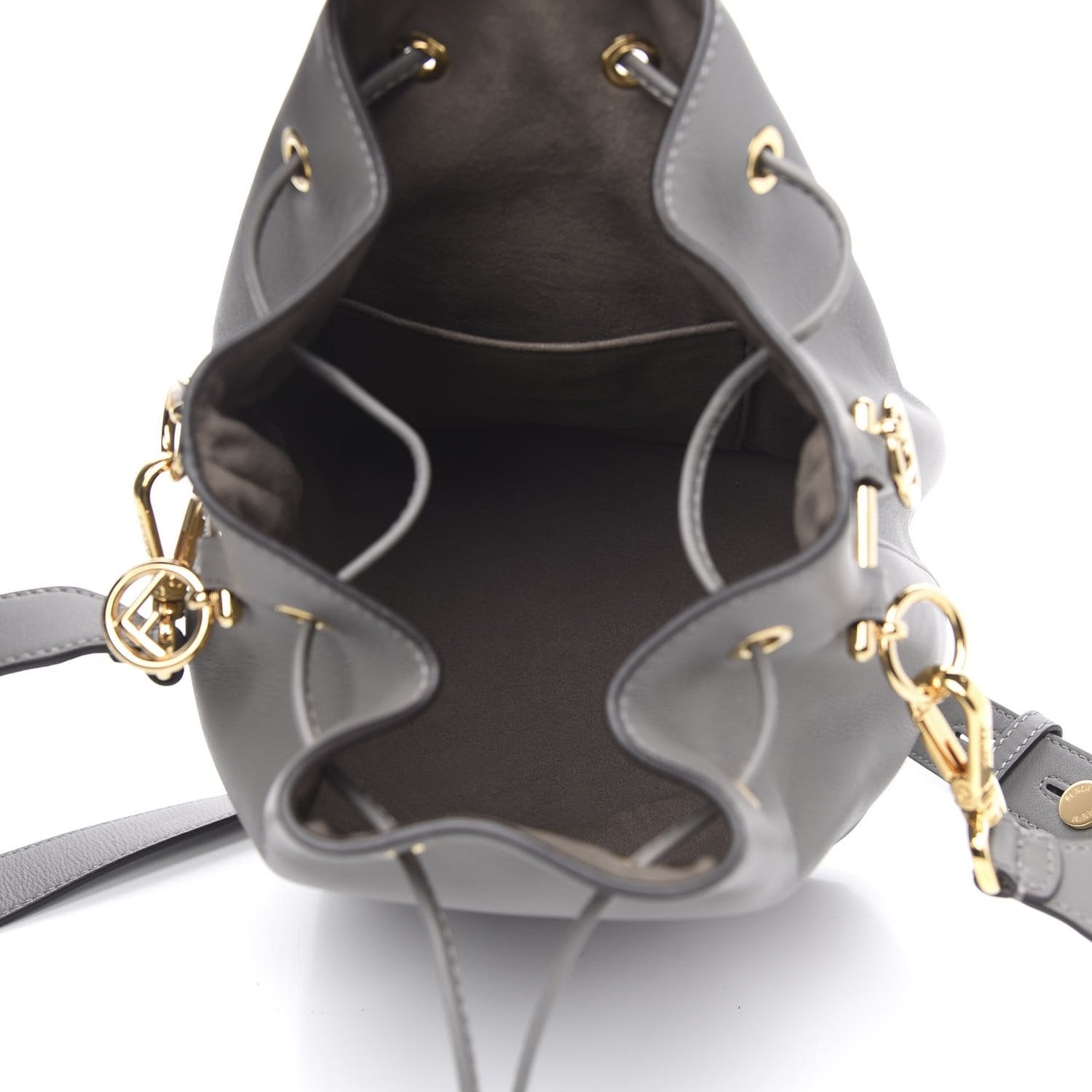 Fendi Mon Tresor Grey Calfskin Leather Bucket Bag