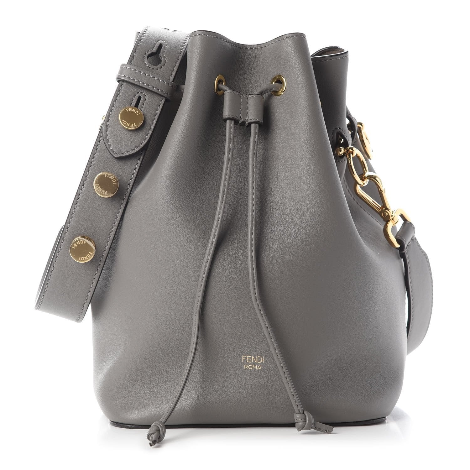 Fendi Mon Tresor Grey Calfskin Leather Bucket Bag