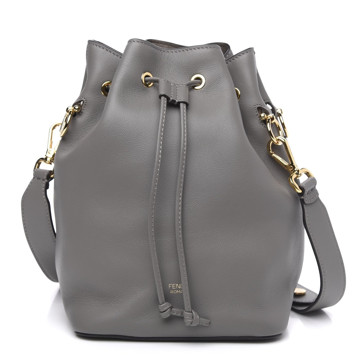 Fendi Mon Tresor Grey Calfskin Leather Bucket Bag