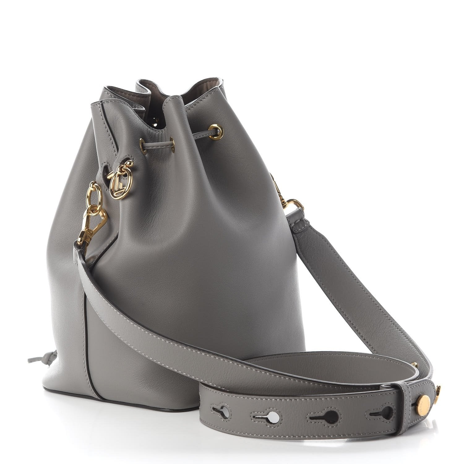 Fendi Mon Tresor Grey Calfskin Leather Bucket Bag