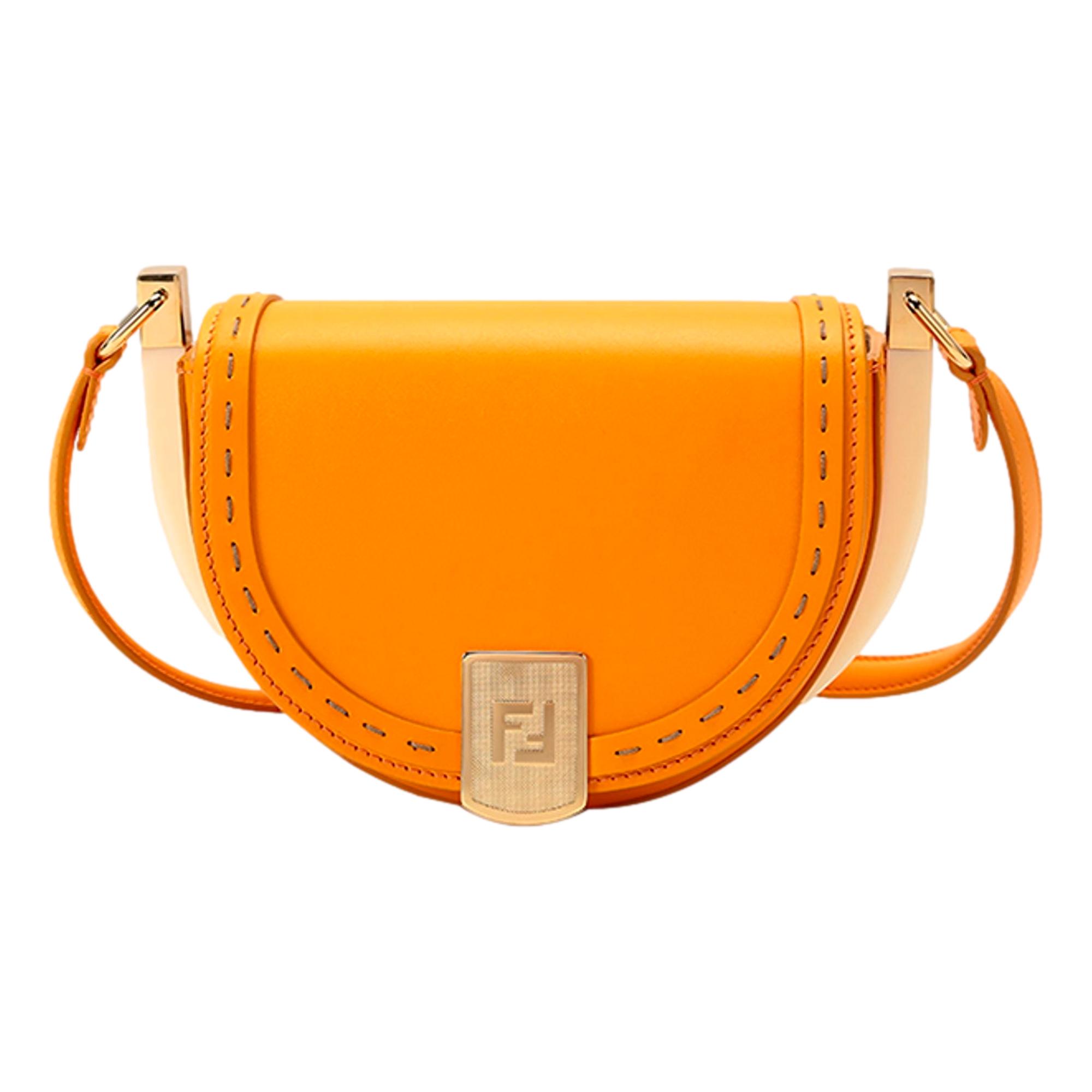 Fendi Moonlight Clementine Orange Leather Satchel Crossbody Bag