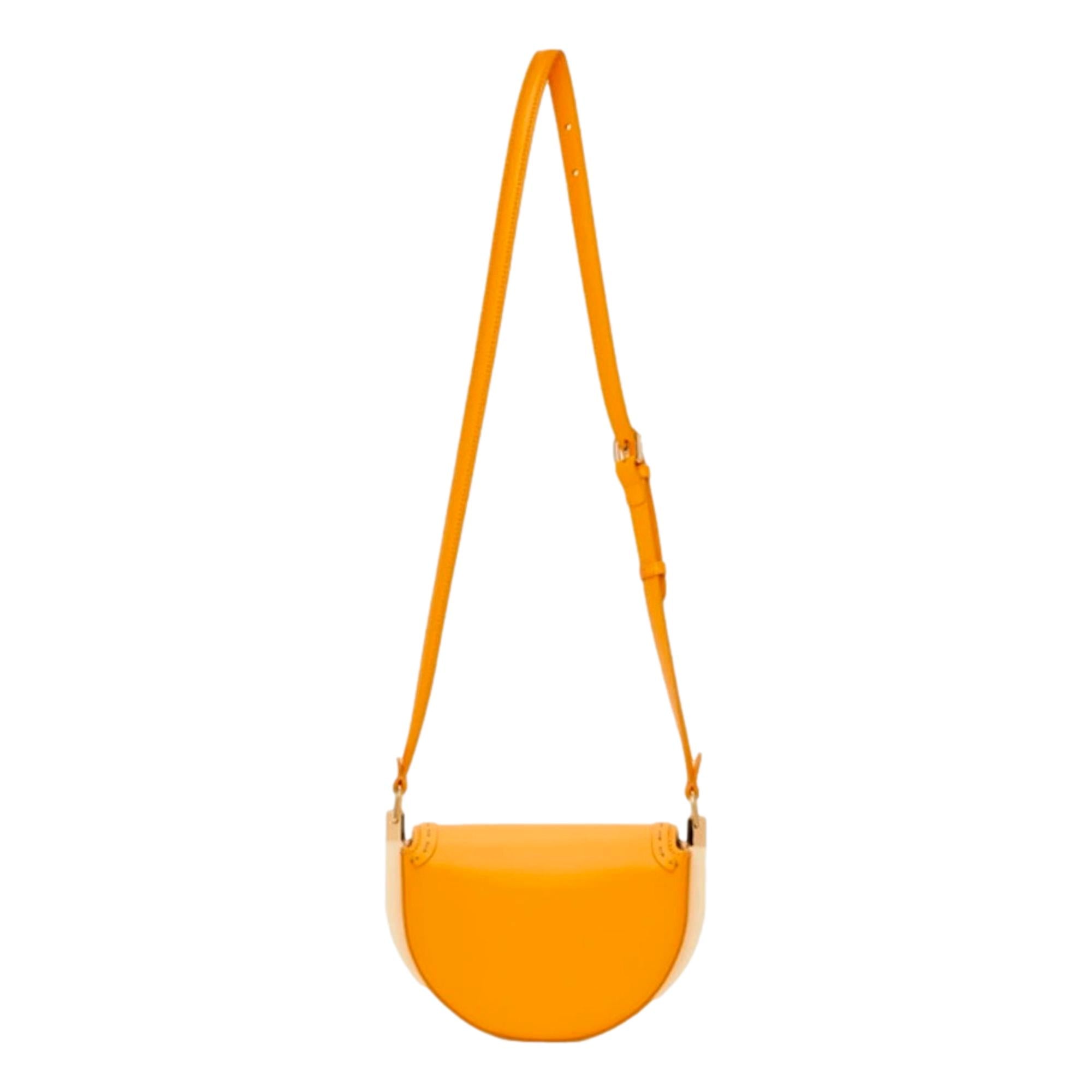 Fendi Moonlight Clementine Orange Leather Satchel Crossbody Bag