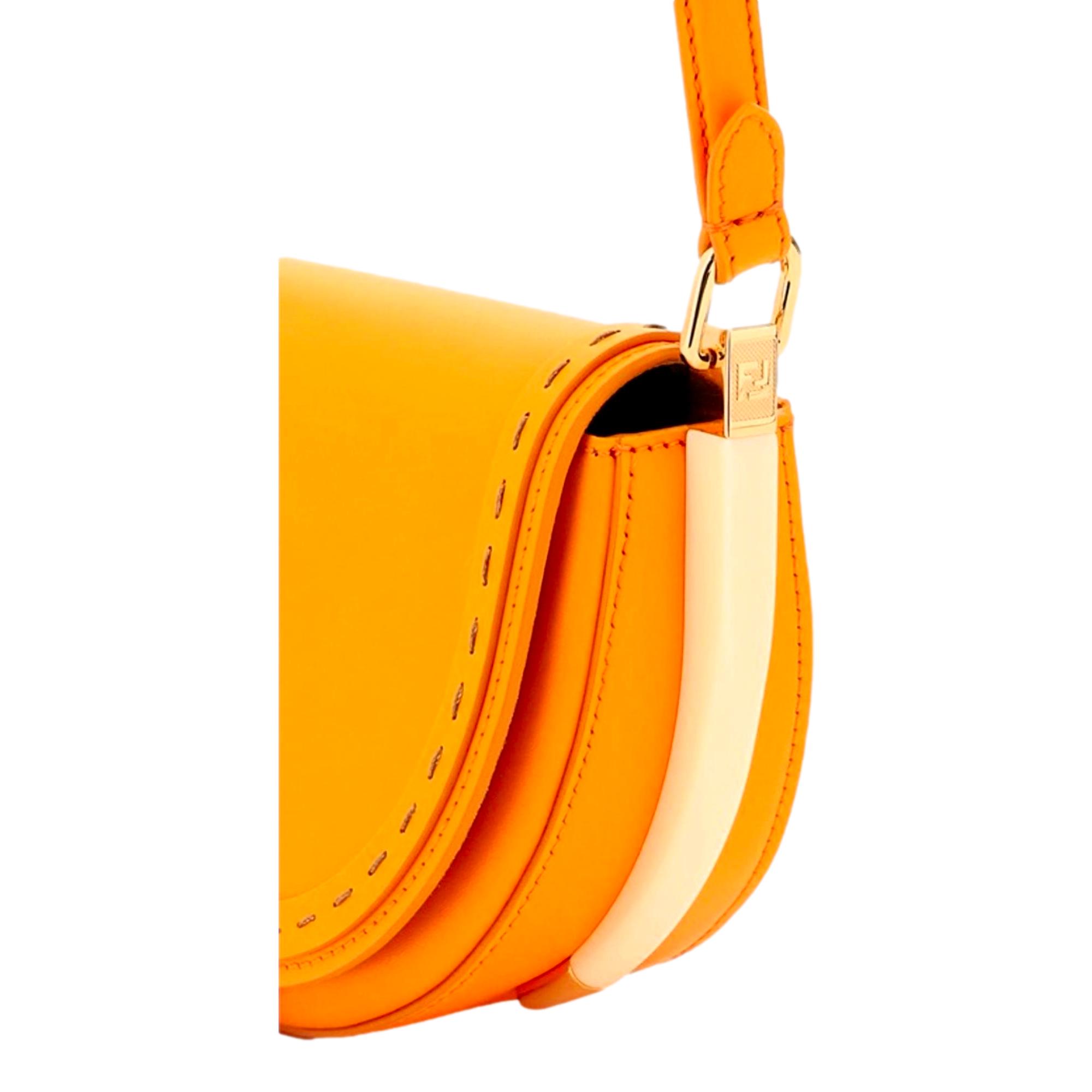 Fendi Moonlight Clementine Orange Leather Satchel Crossbody Bag