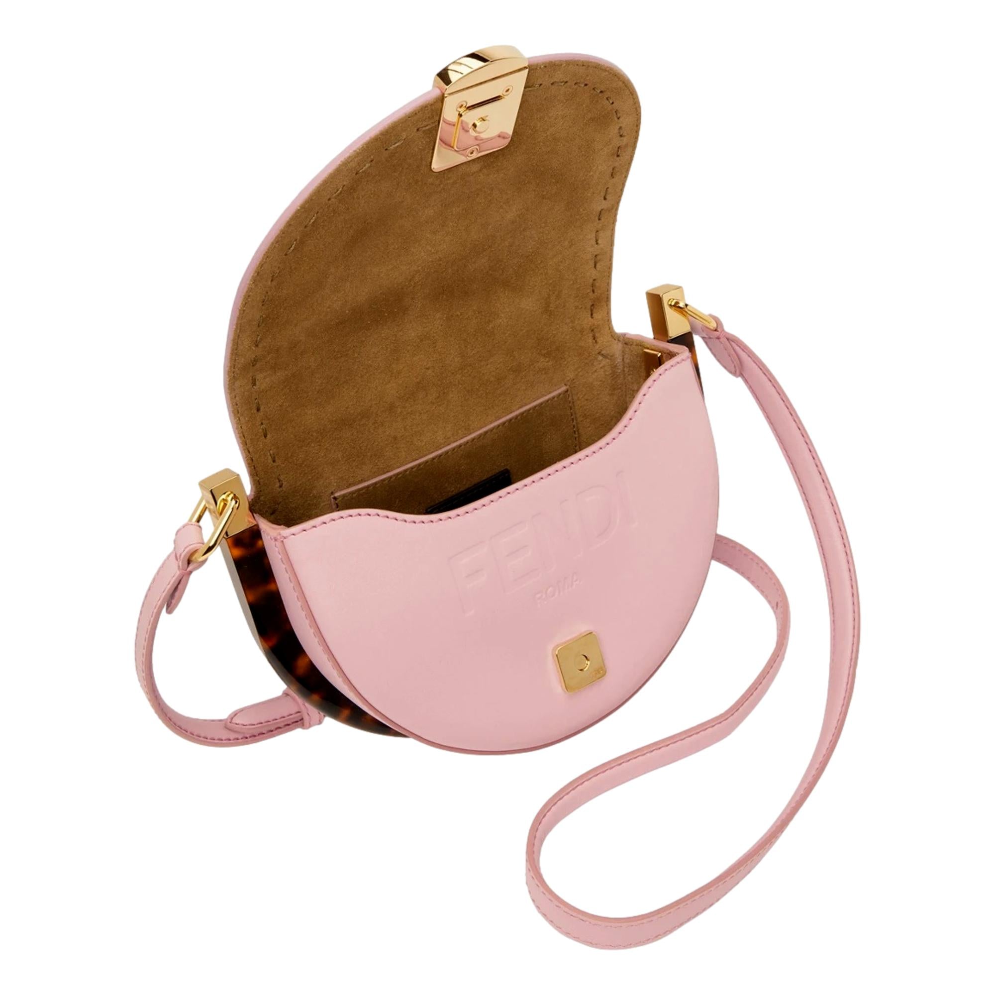 Fendi Moonlight Lavanda Pink Leather Satchel Crossbody Bag