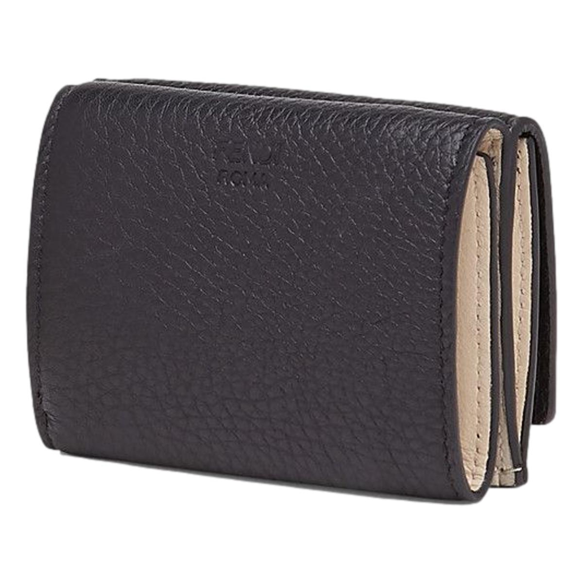 Fendi Peekaboo Calf Leather Black Micro Trifold Wallet