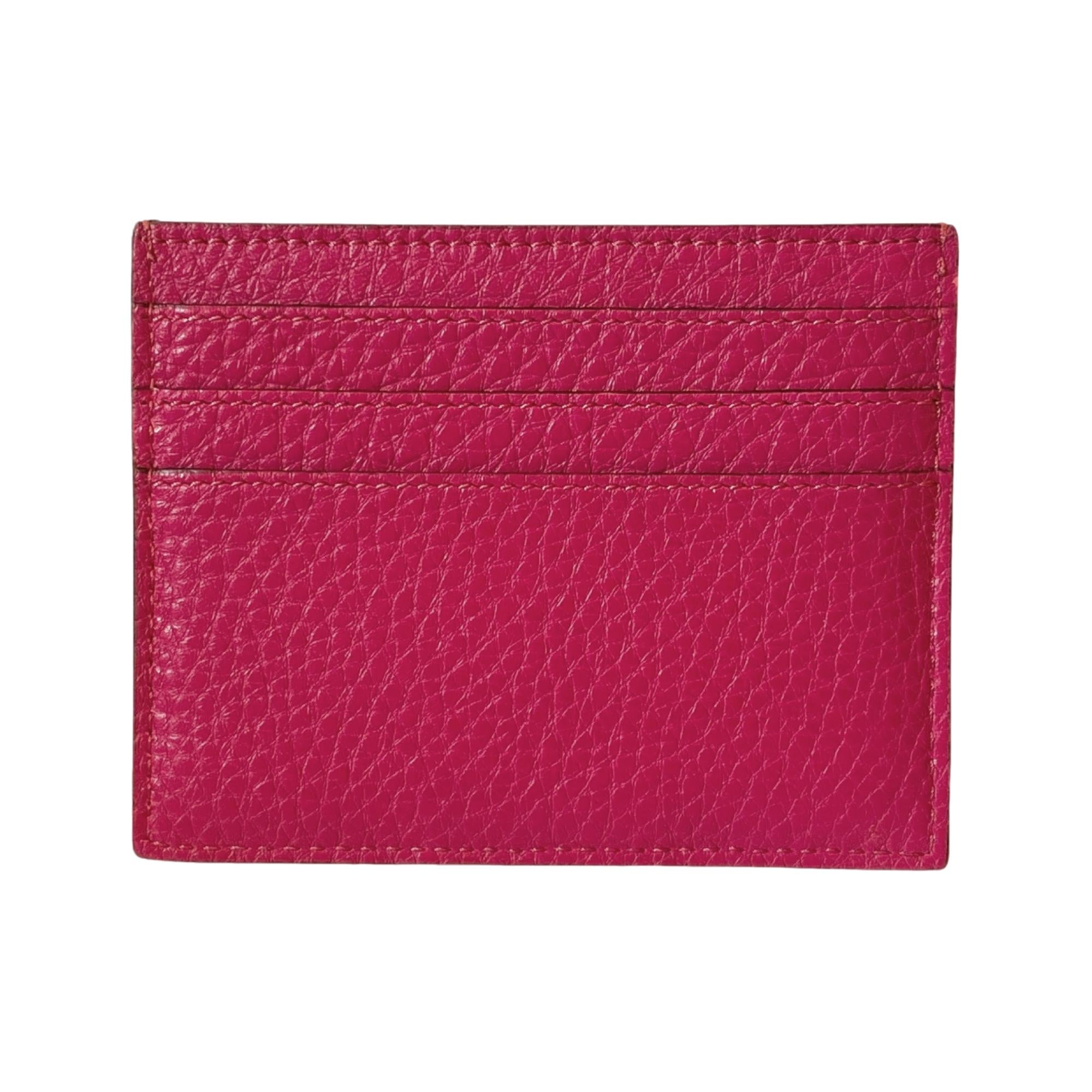 Fendi Peekaboo Magenta Grained Leather Card Case Wallet