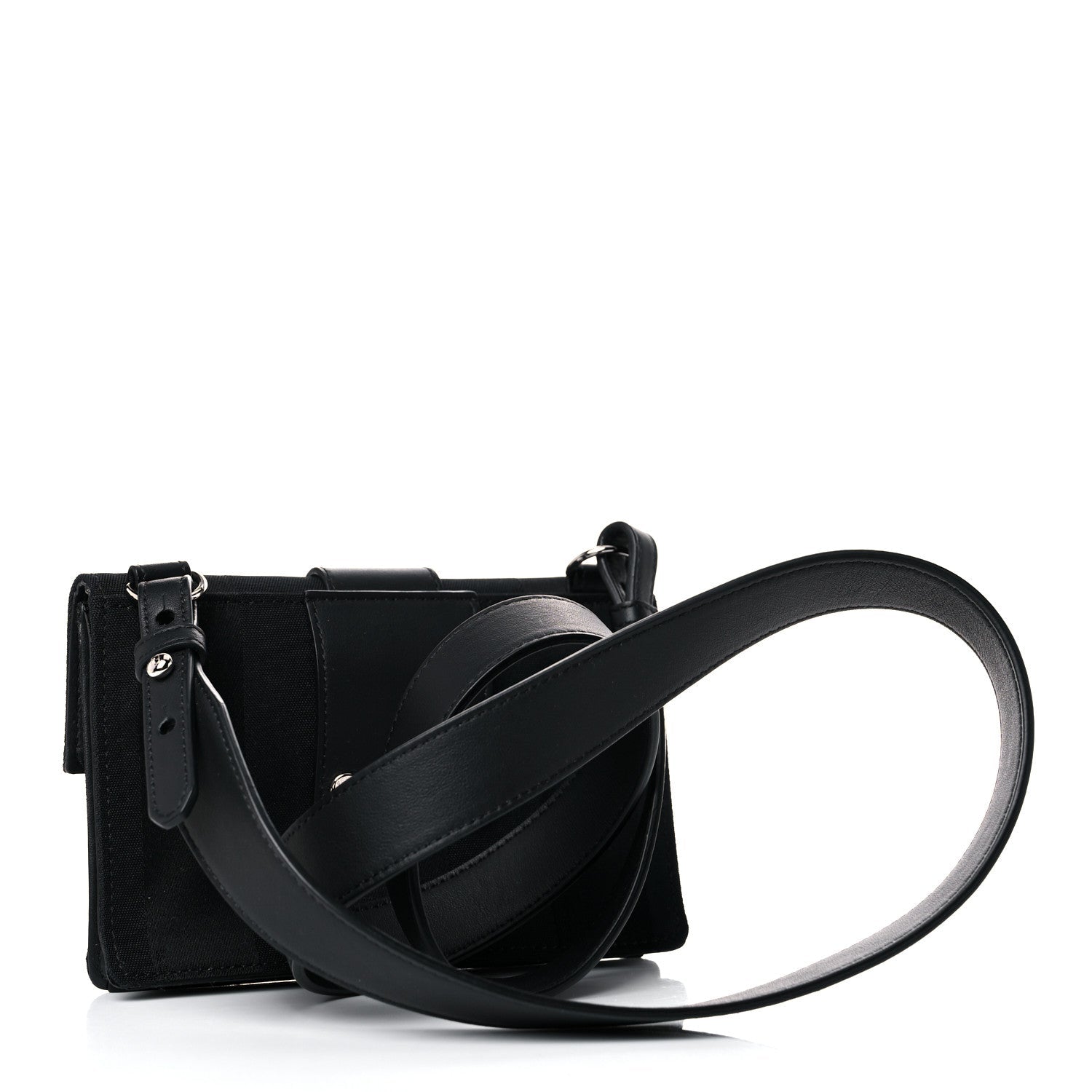 Fendi Pequin Baguette Black Nylon Belt Bag