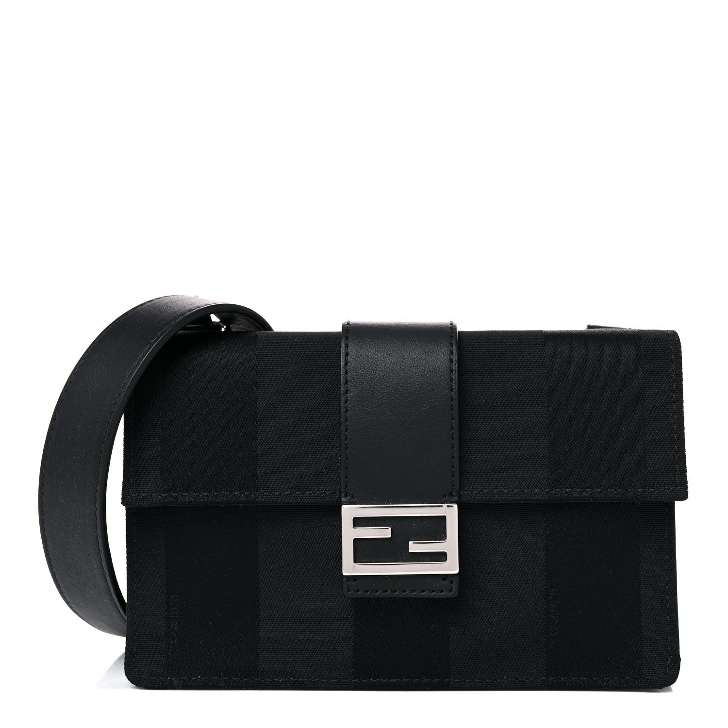 Fendi Pequin Baguette Black Nylon Belt Bag