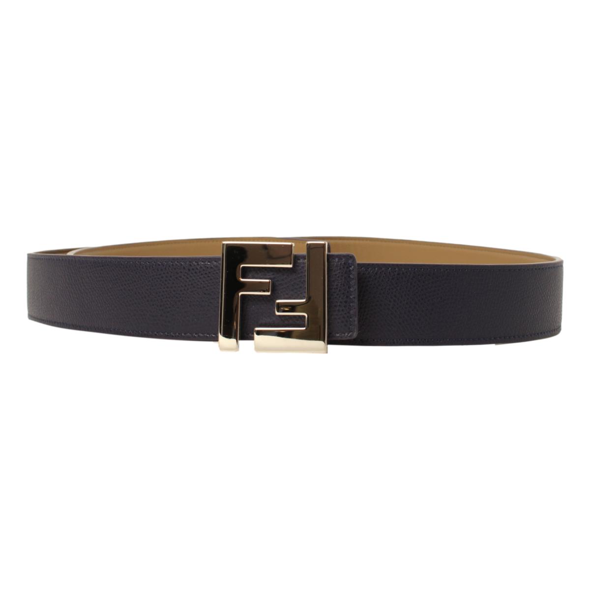 Fendi Reversible Brown Blue Leather FF Belt Size 110/44