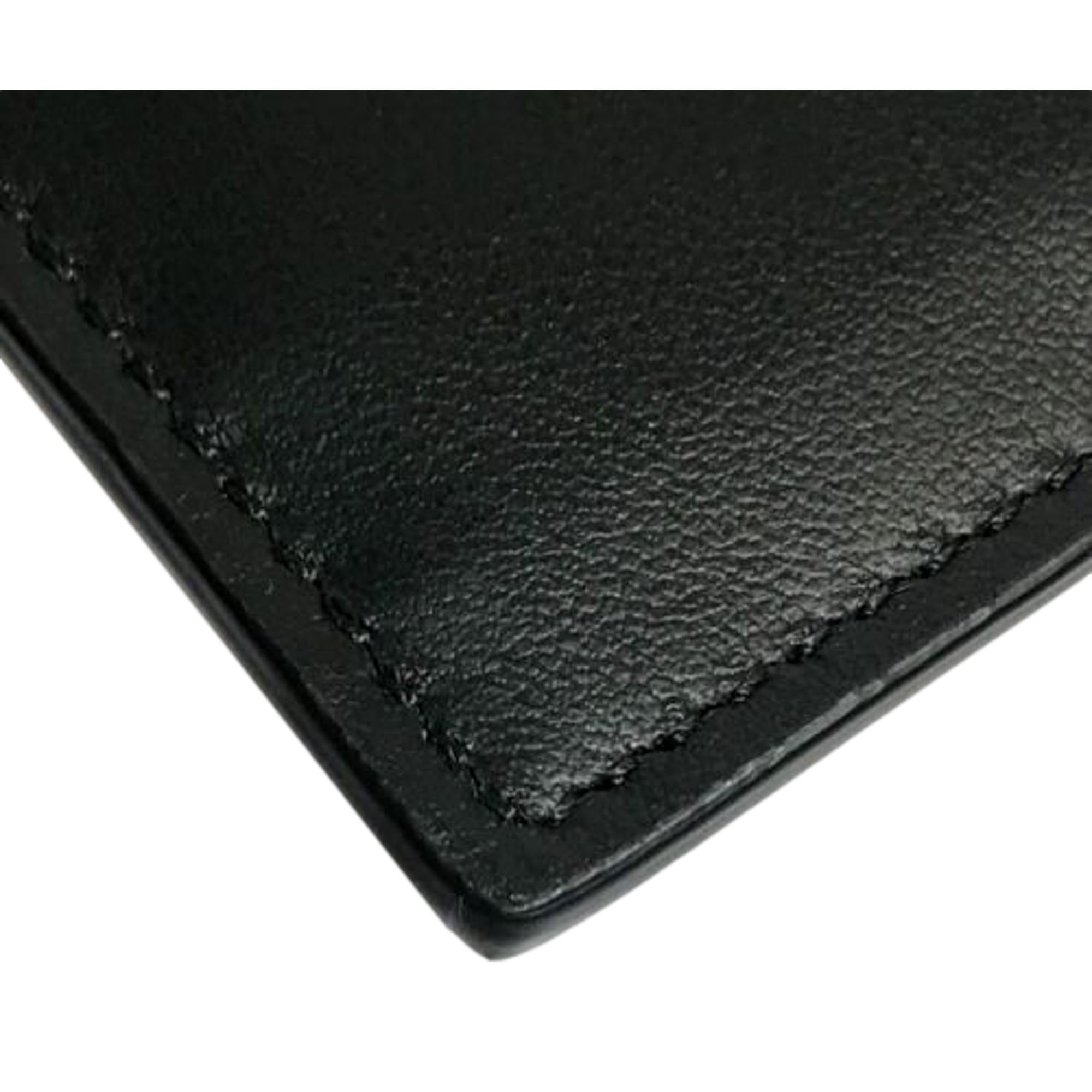 Fendi Roma Black Calfskin Leather Embossed Logo Card Case Wallet