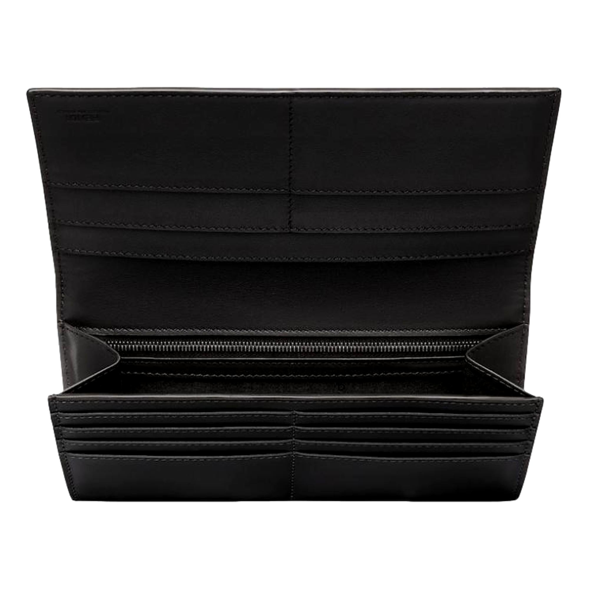 Fendi Roma Black Calfskin Leather Folded Continental Wallet