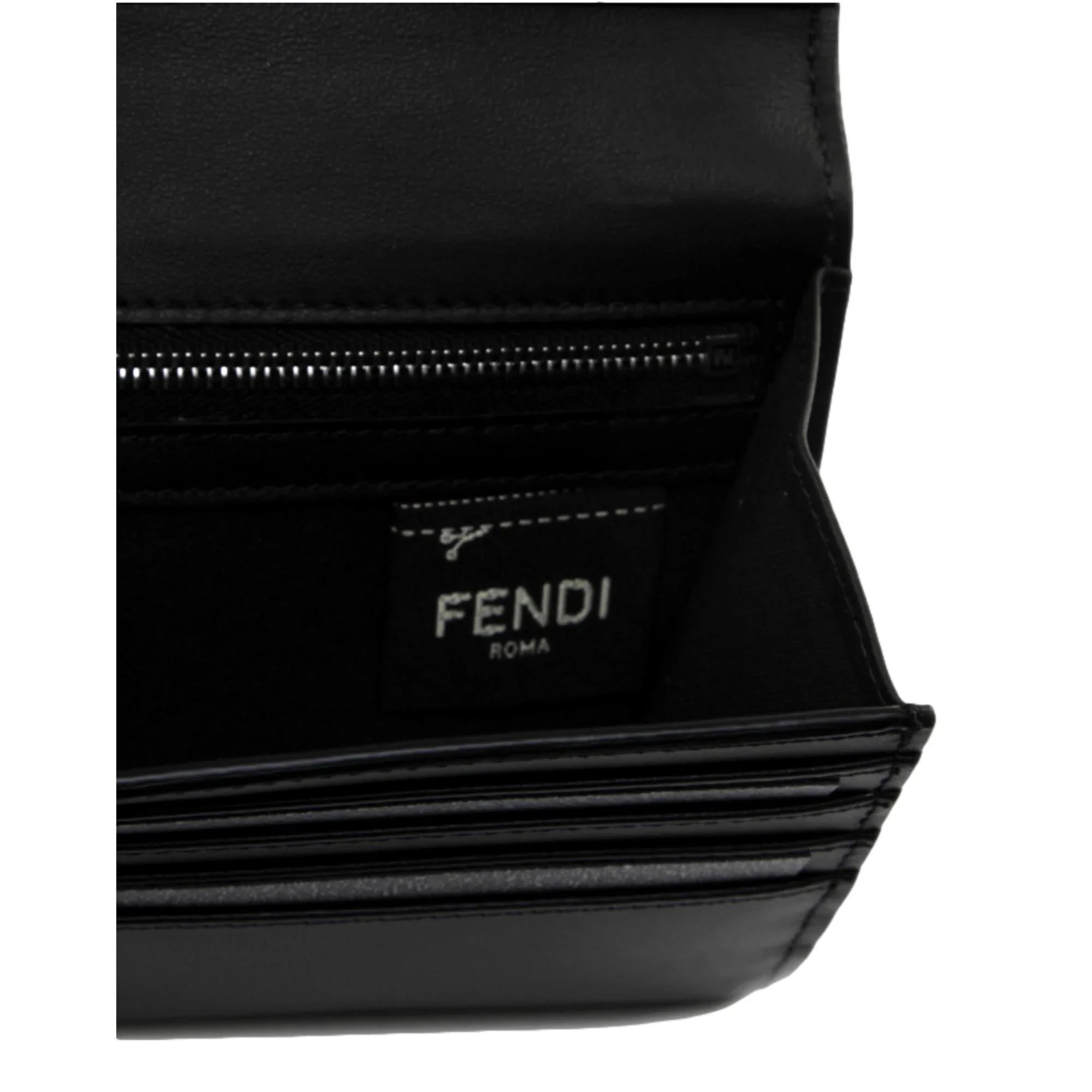 Fendi Roma Black Calfskin Leather Folded Continental Wallet