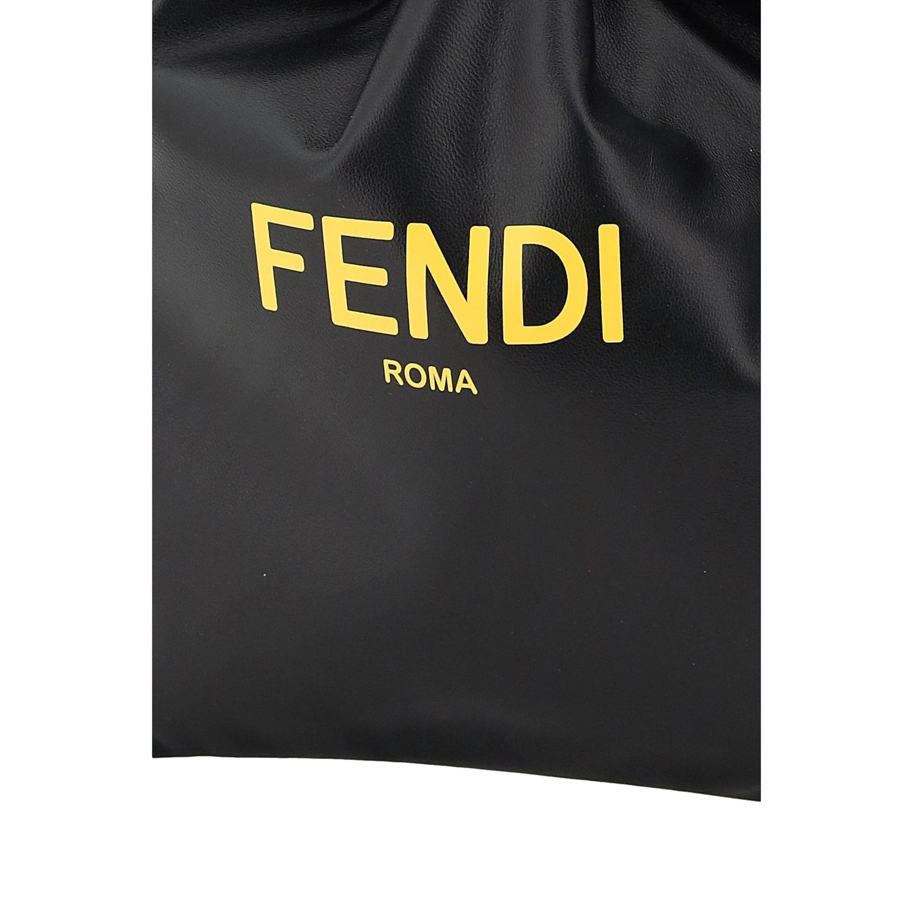 Fendi Roma Black Leather Drawstring Mini Crossbody Bag