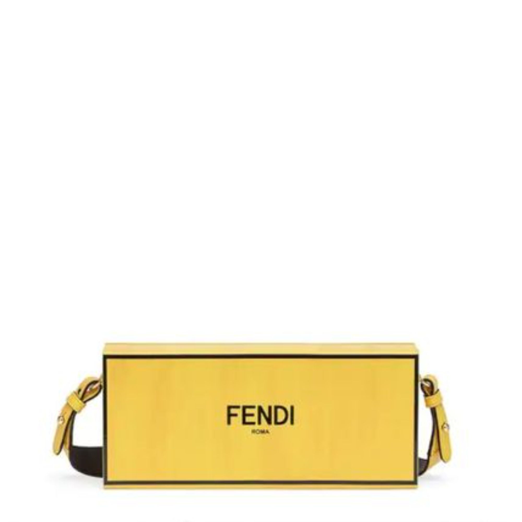 Fendi Roma Horizontal Box Yellow Leather Shoulder Bag