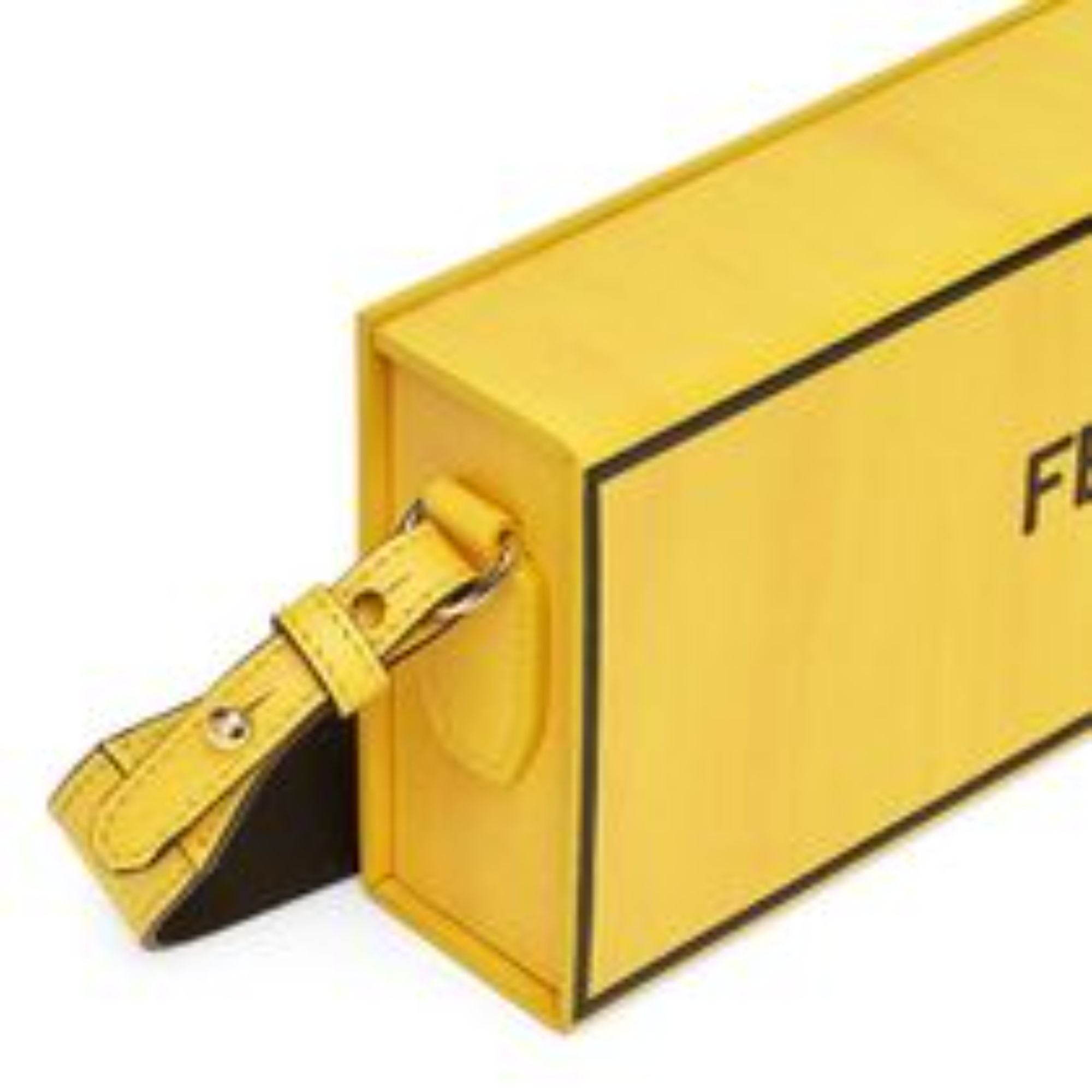 Fendi Roma Horizontal Box Yellow Leather Shoulder Bag