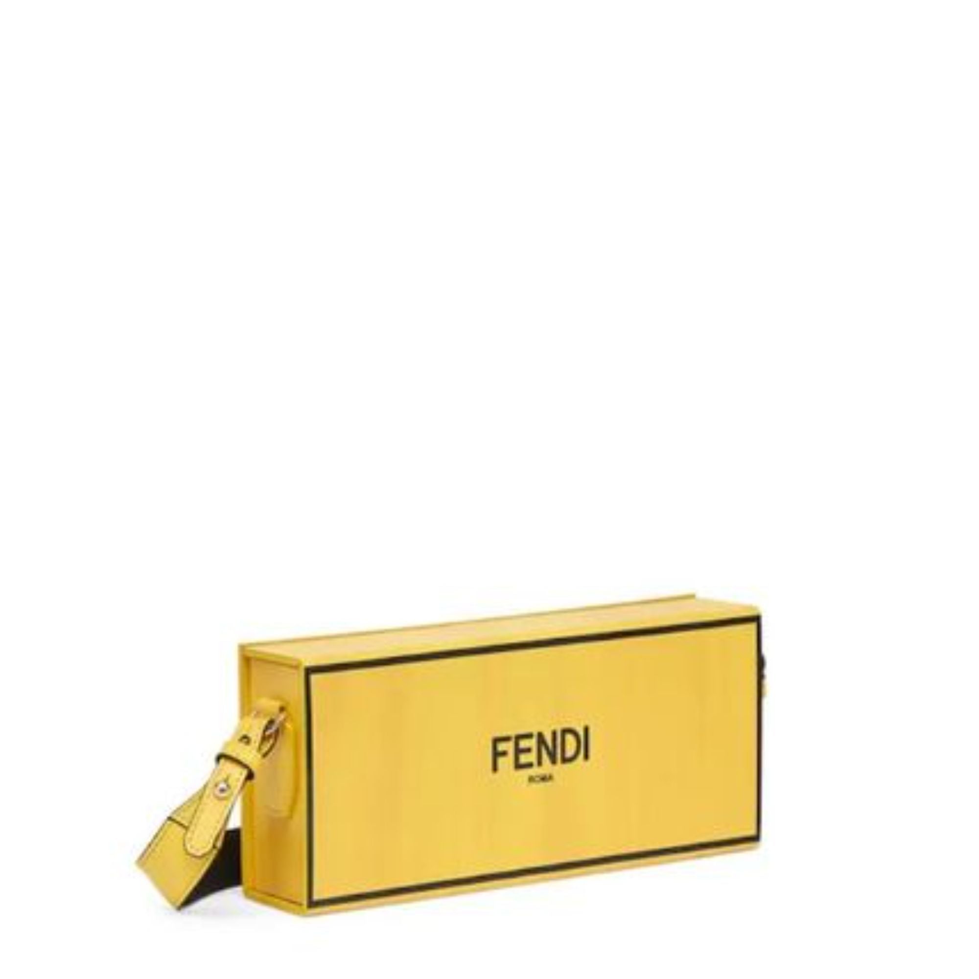 Fendi Roma Horizontal Box Yellow Leather Shoulder Bag