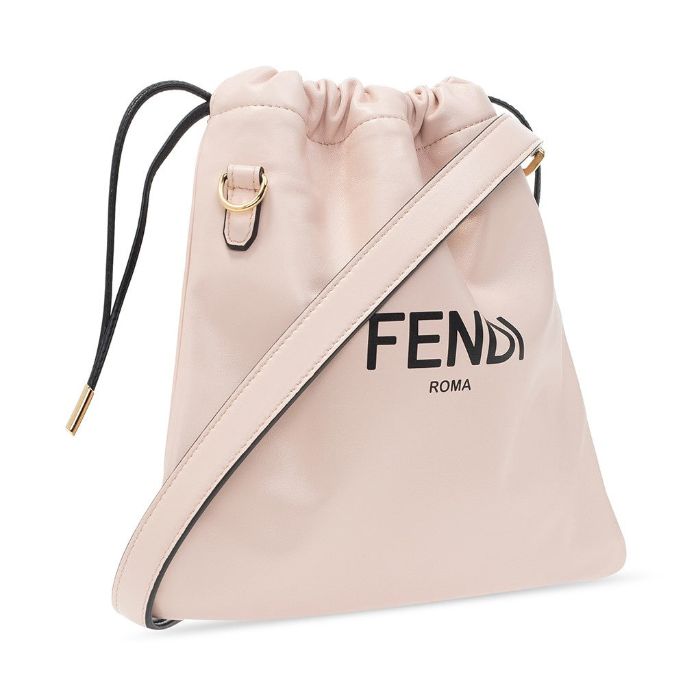 Fendi Roma Sack Pink Leather Drawstring Pouch Crossbody Bag