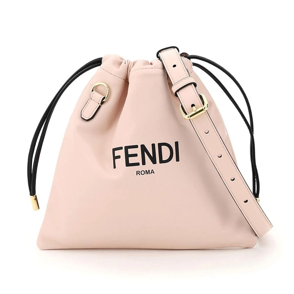 Fendi Roma Sack Pink Leather Drawstring Pouch Crossbody Bag