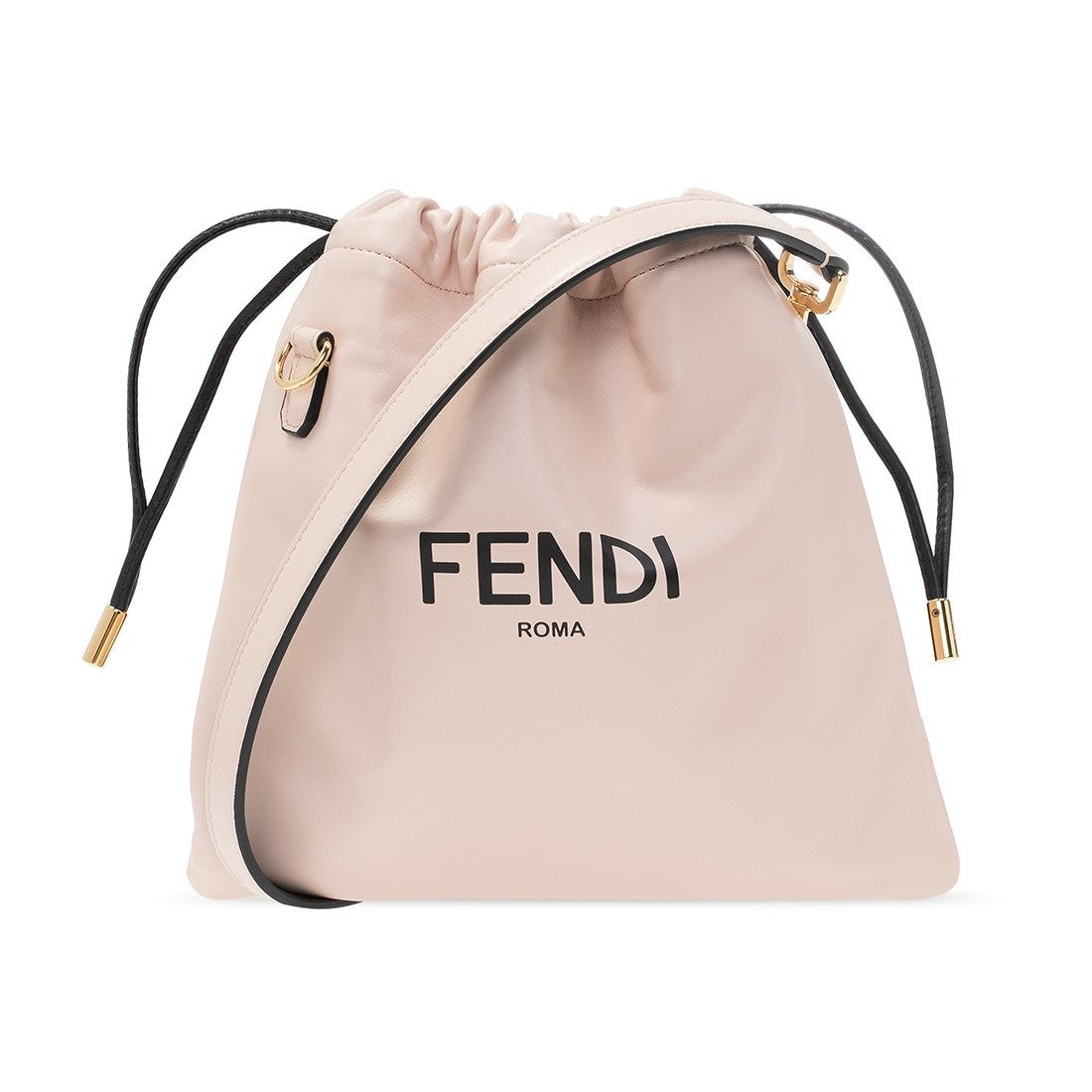 Fendi Roma Sack Pink Leather Drawstring Pouch Crossbody Bag