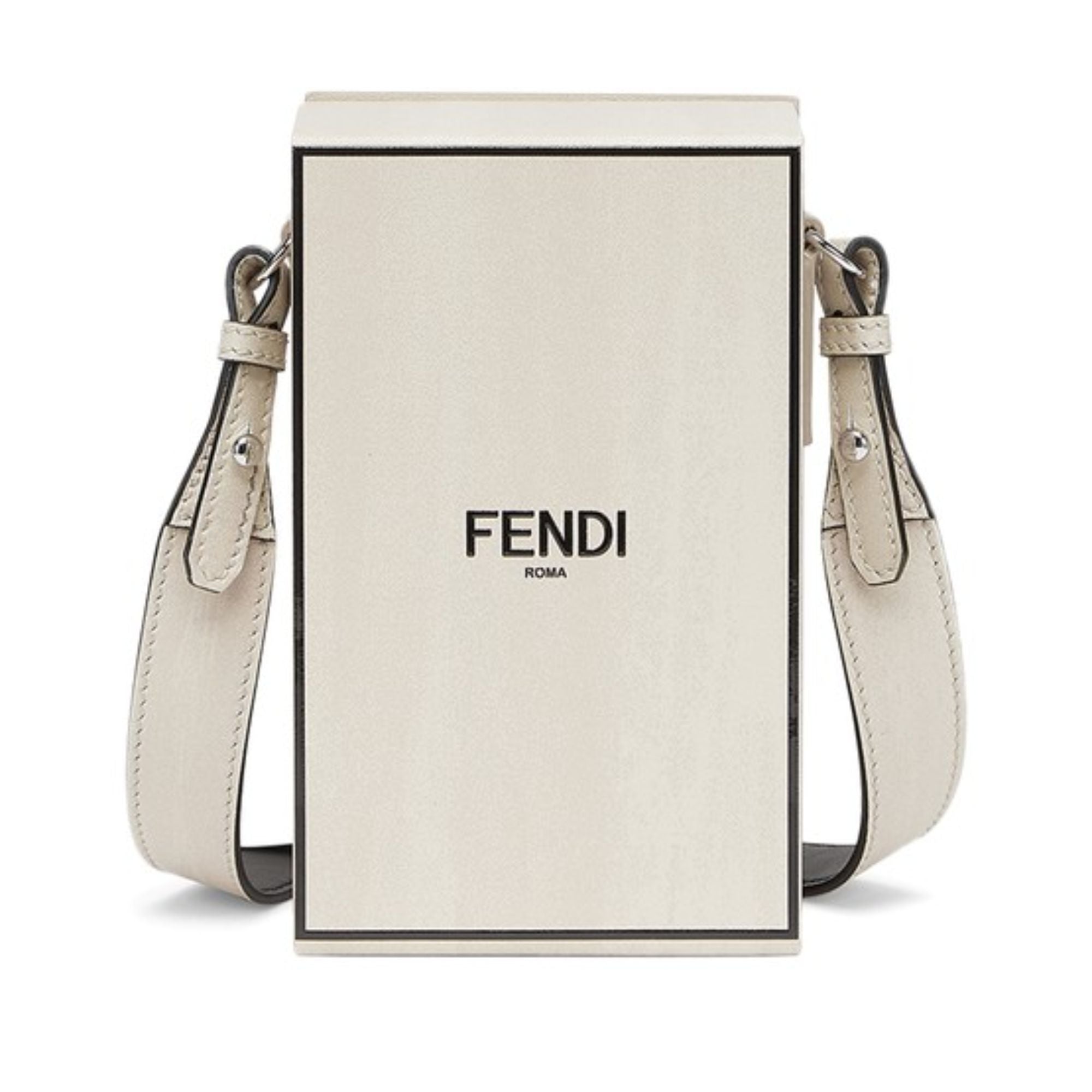 Fendi Roma Vertical Box Grey Leather Shoulder Bag