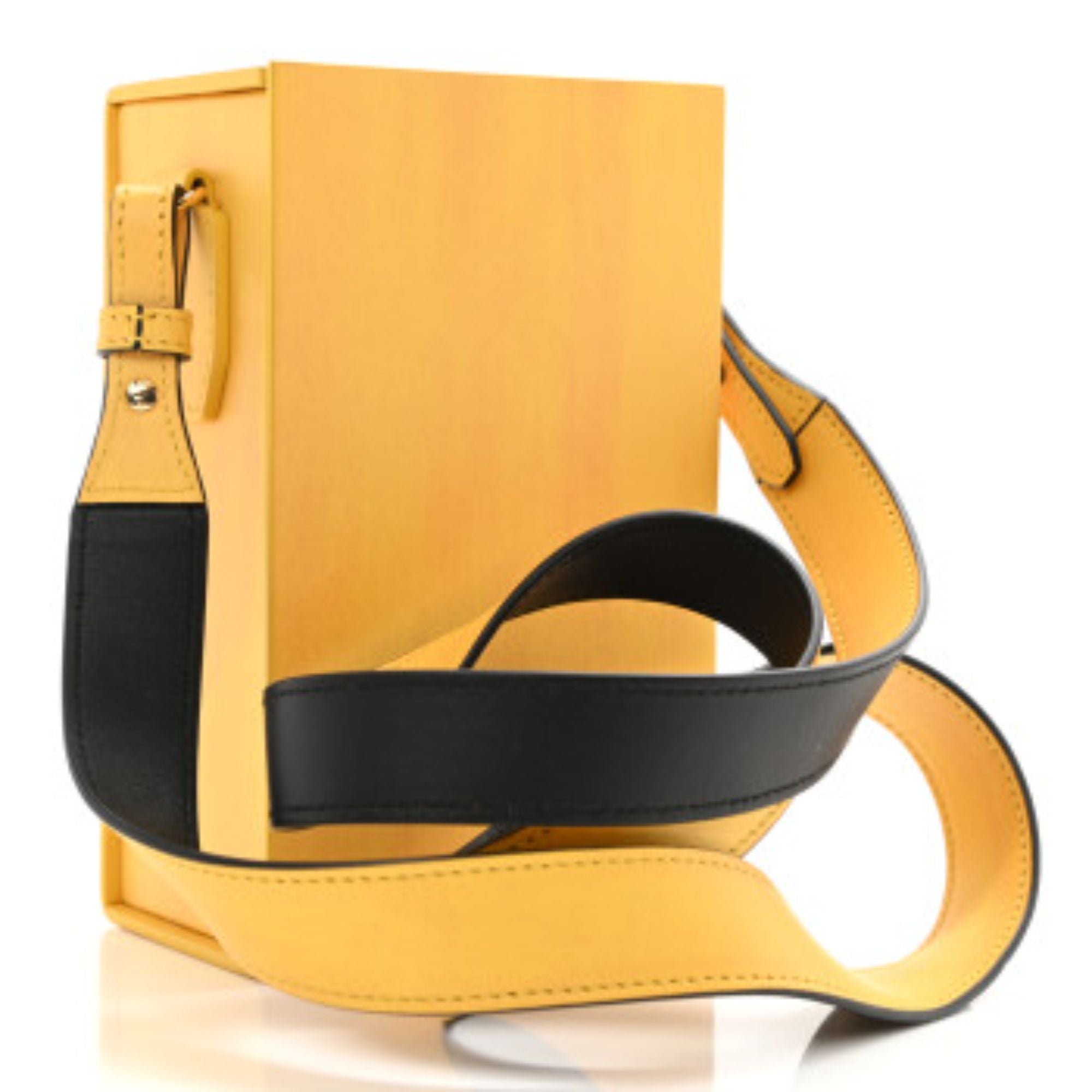 Fendi Roma Vertical Box Yellow Leather Shoulder Bag